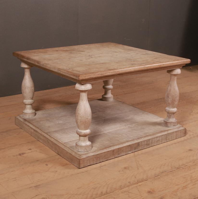 Small 1920s English bleached oak lamp table.

 
Dimensions:
27.5 inches (70 cm) Wide
27.5 inches (70 cm) Deep
17 inches (43 cm) High.
 