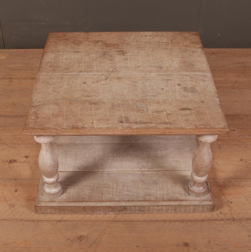 Bleached 1920s English Oak Lamp Table