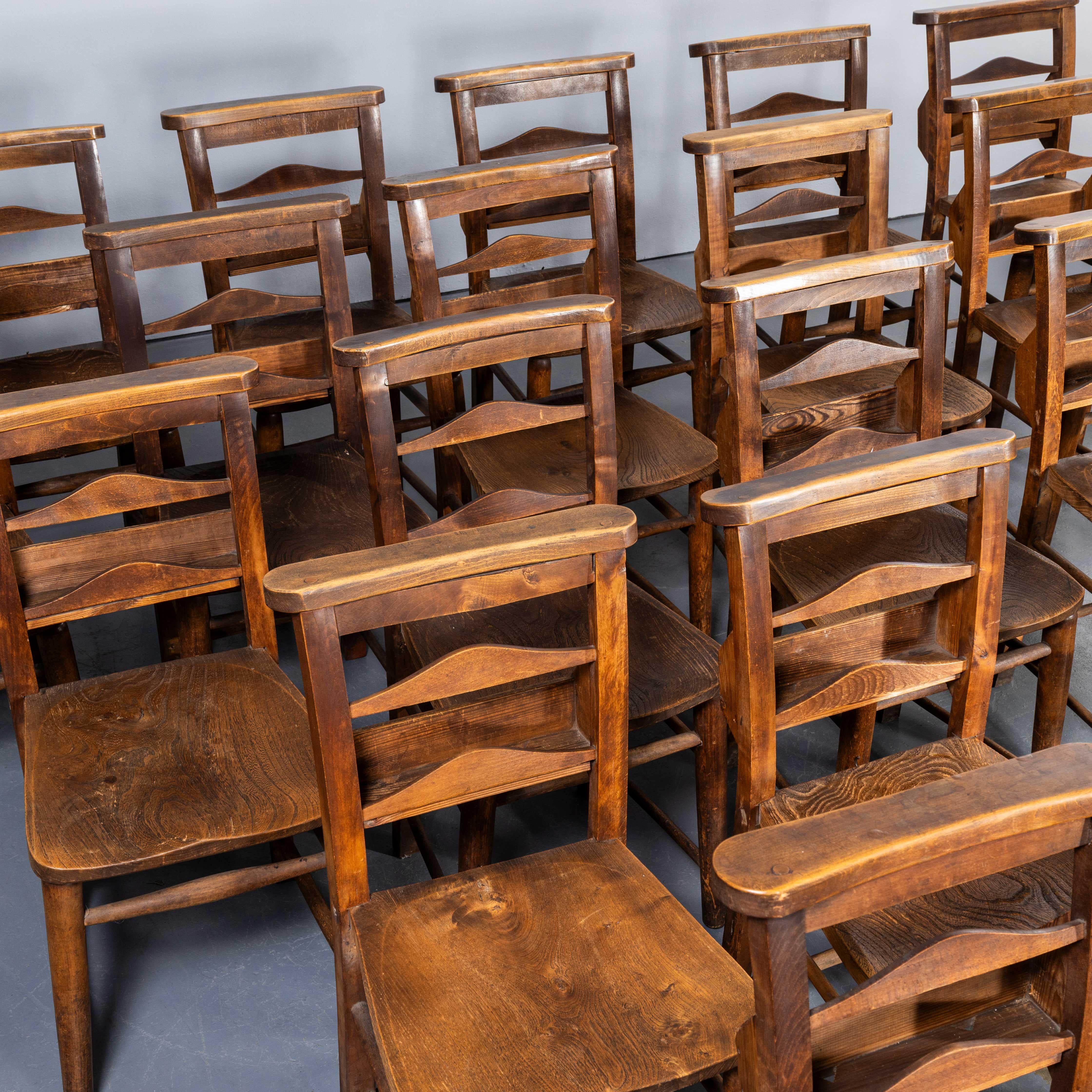 1920's English Pilgrim Chapel Dining Chairs - Large Qty Available In Good Condition In Hook, Hampshire