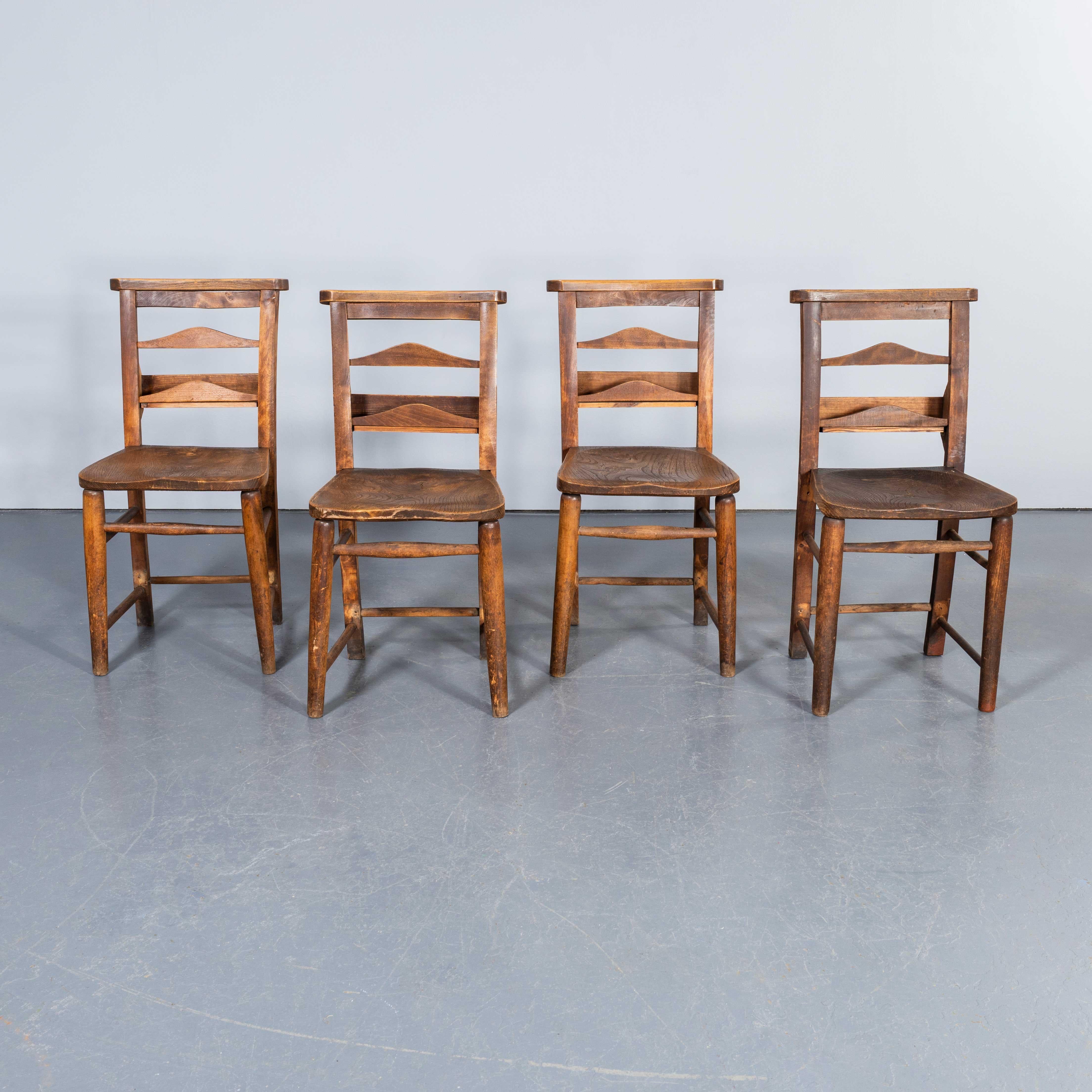 Oak 1920's English Pilgrim Chapel Dining Chairs - Large Qty Available