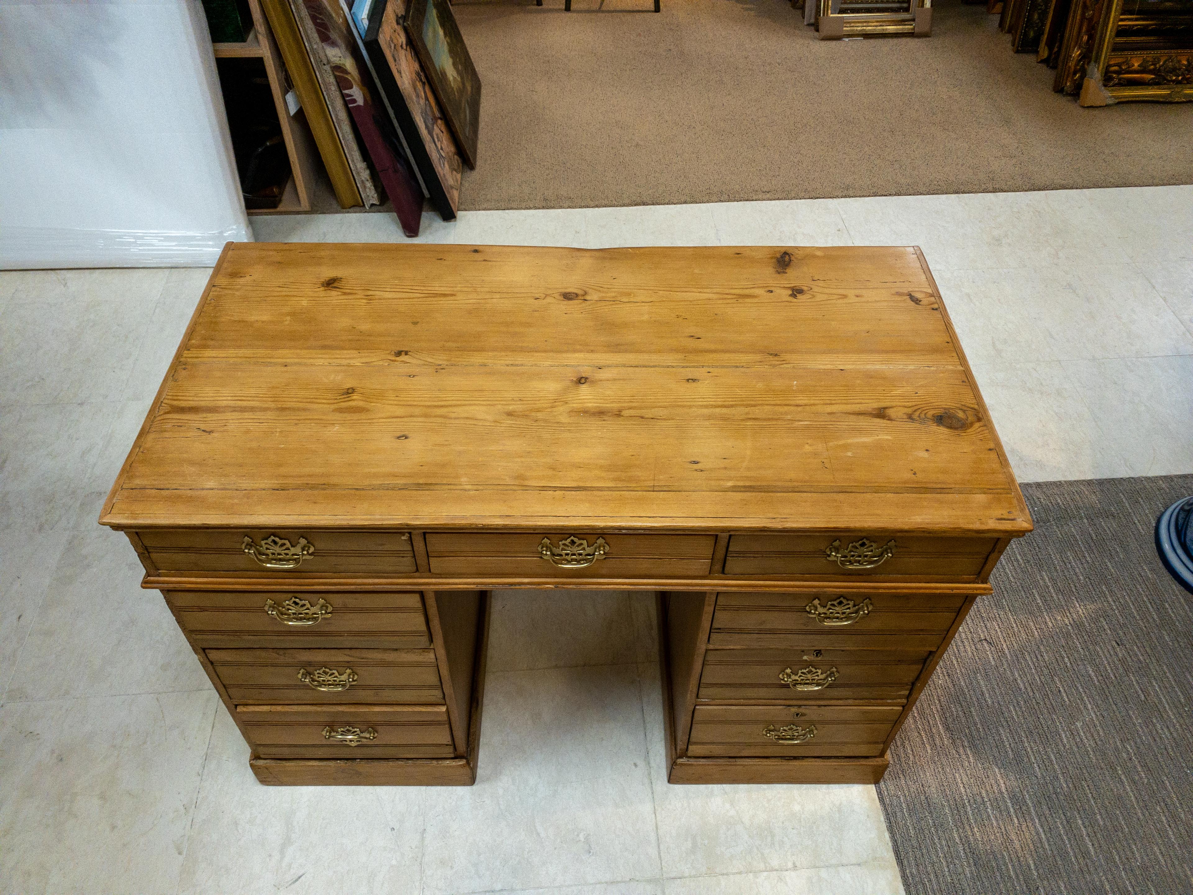 Modern 1920's English Pine Desk For Sale