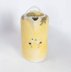 1920s English Porcelain Pitcher Decorated with Birds and Bamboo