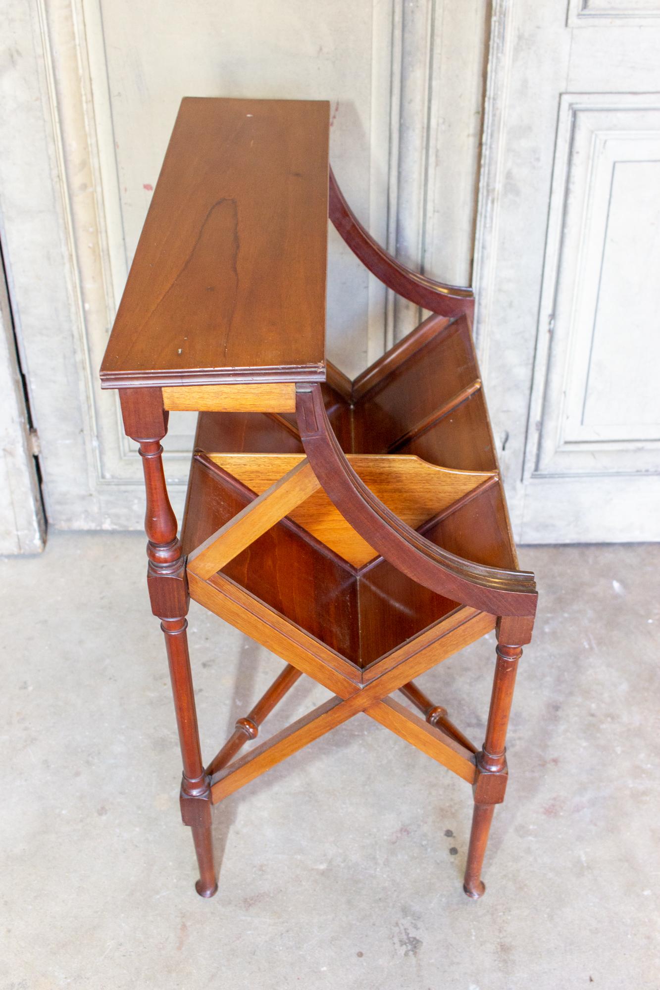 Wood 1920s English Shelf Table with Storage for Books and Records
