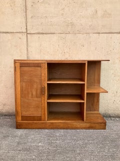 1920’s English Solid Oak Art Deco Cabinet and Bookcase
