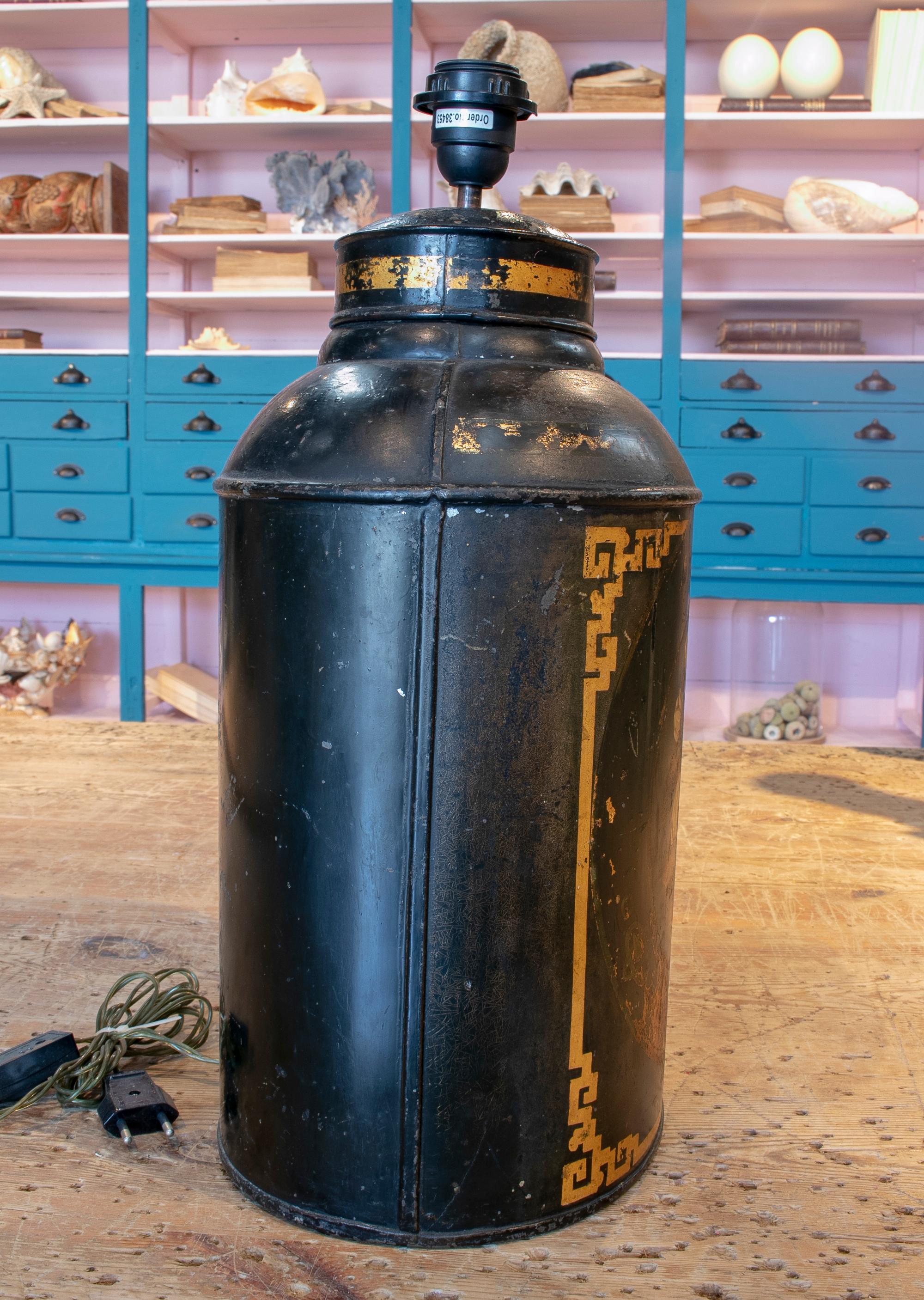 20th Century 1920s English Tea Can Table Lamp