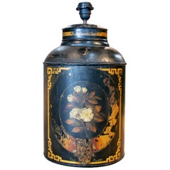 1920s English Tea Can Table Lamp