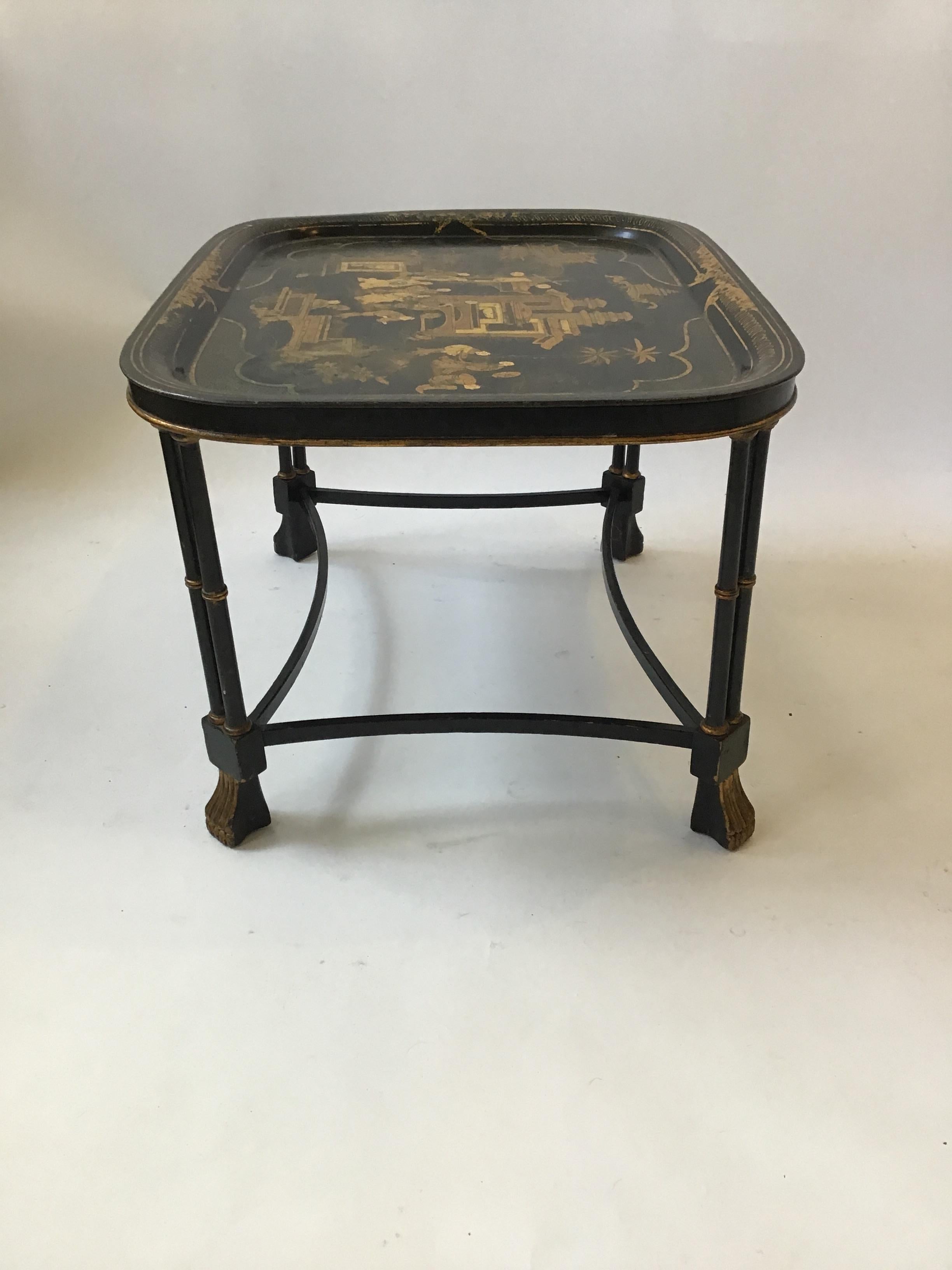1920s English Tray Table With Asian Motif For Sale 1