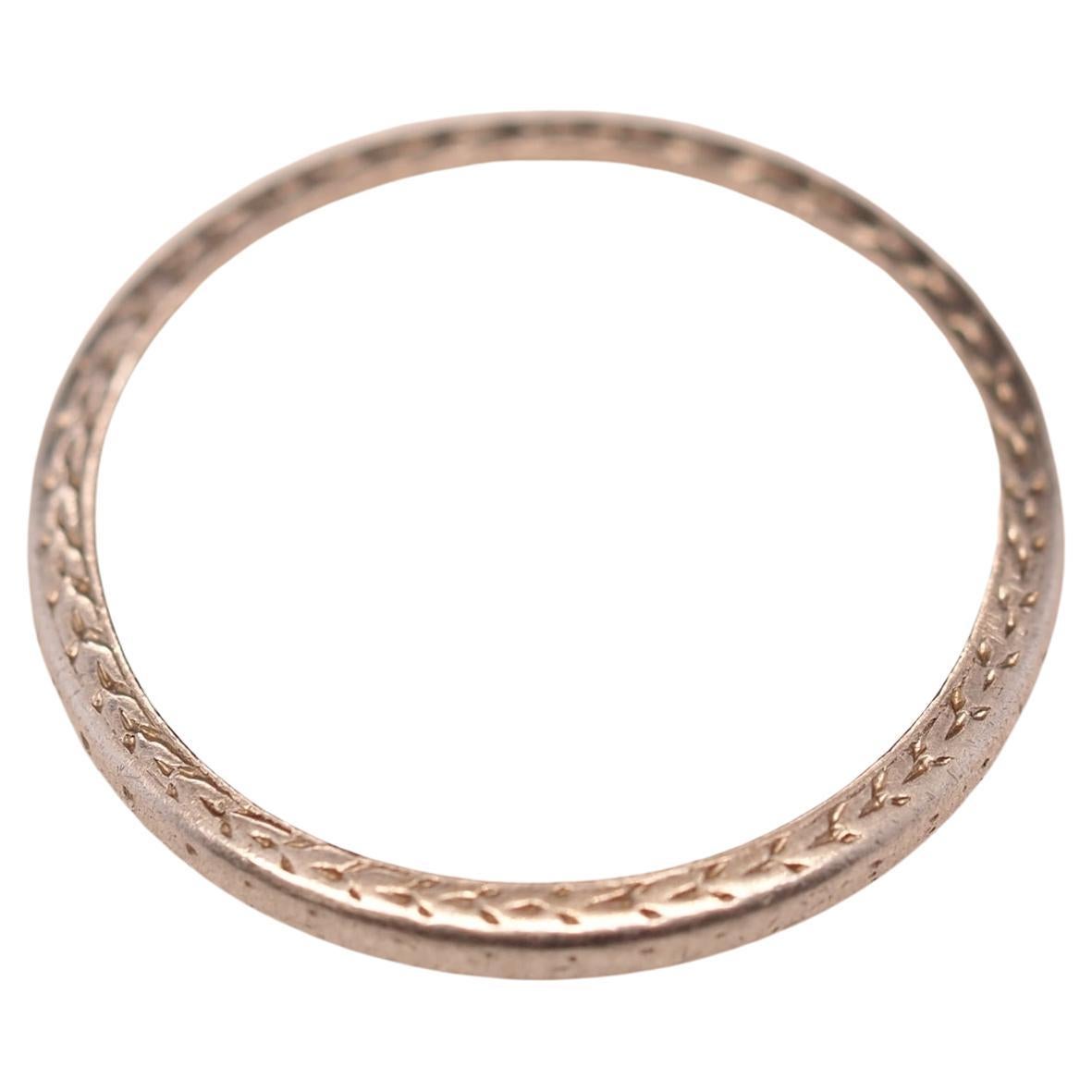 1920s Engraved Platinum Wedding Band For Sale