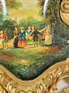 1920's Era Antique Painted, Florentine, Venetian, Giltwood, Wall Mirror