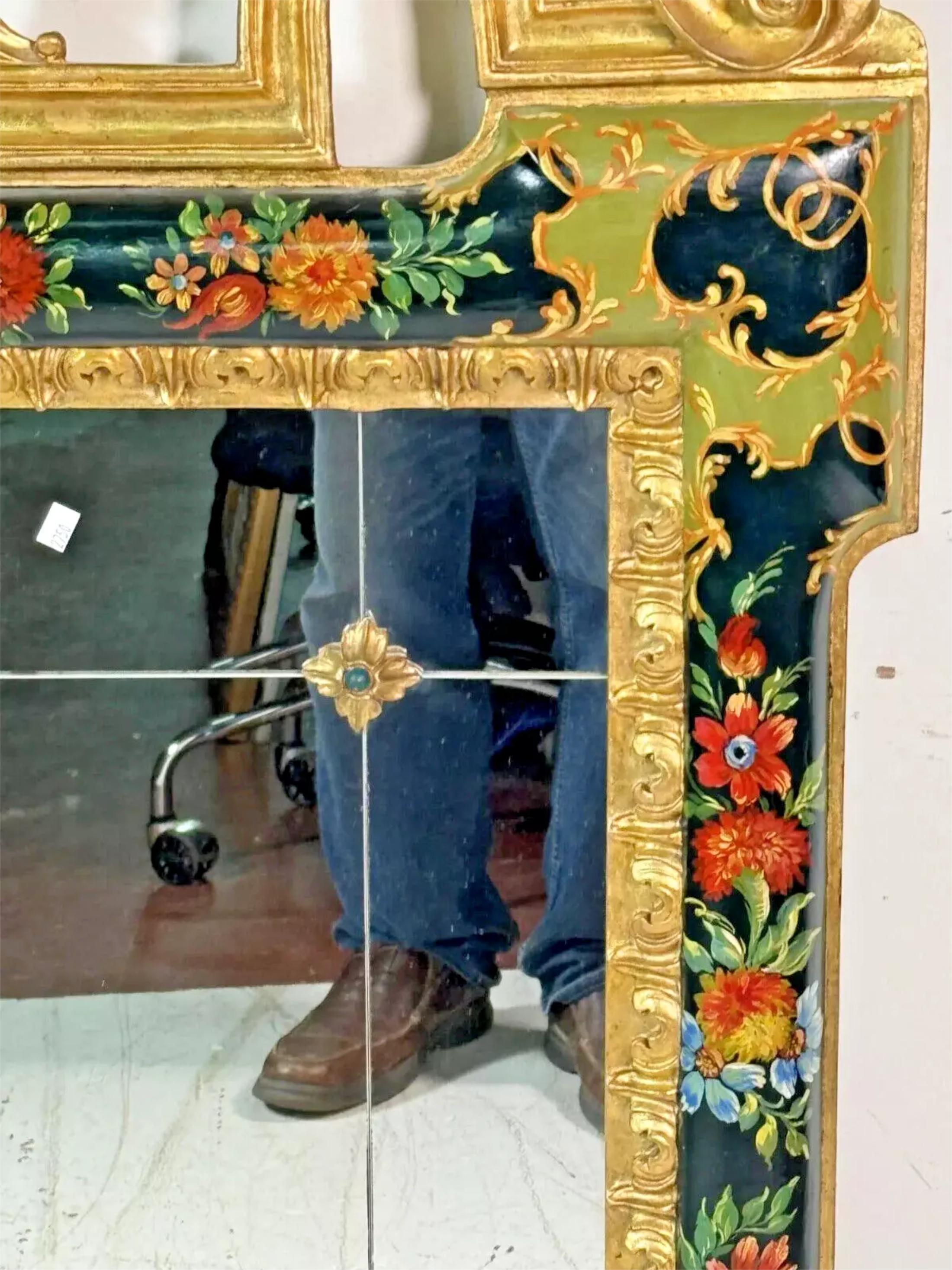 Other 1920's Era Antique Painted, Florentine, Venetian, Giltwood, Wall Mirror For Sale