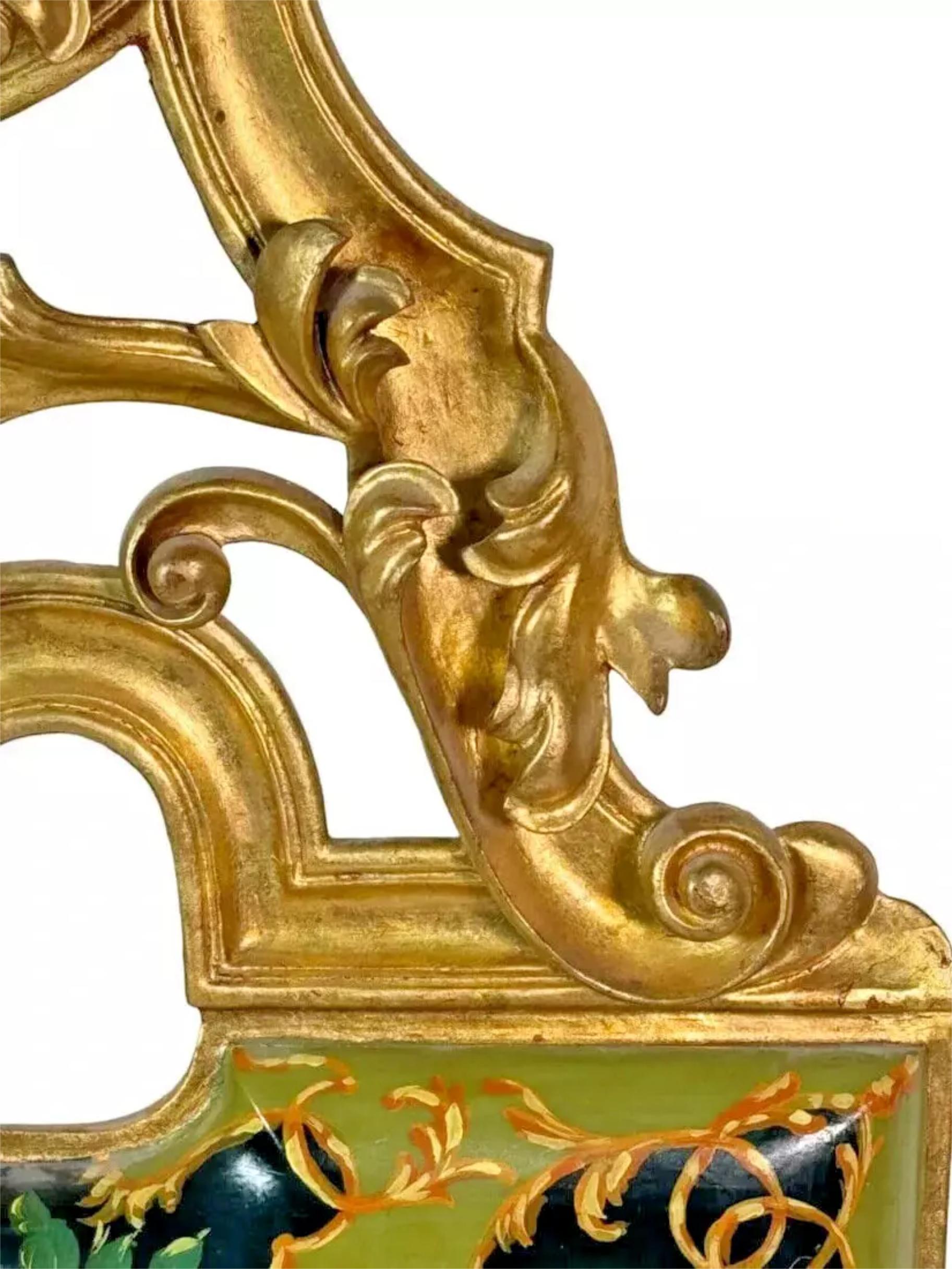 1920's Era Antique Painted, Florentine, Venetian, Giltwood, Wall Mirror In Good Condition For Sale In Austin, TX