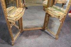 1920s Era Carved Folding Gilded French Louis XV Marble-Top Ladies Vanity