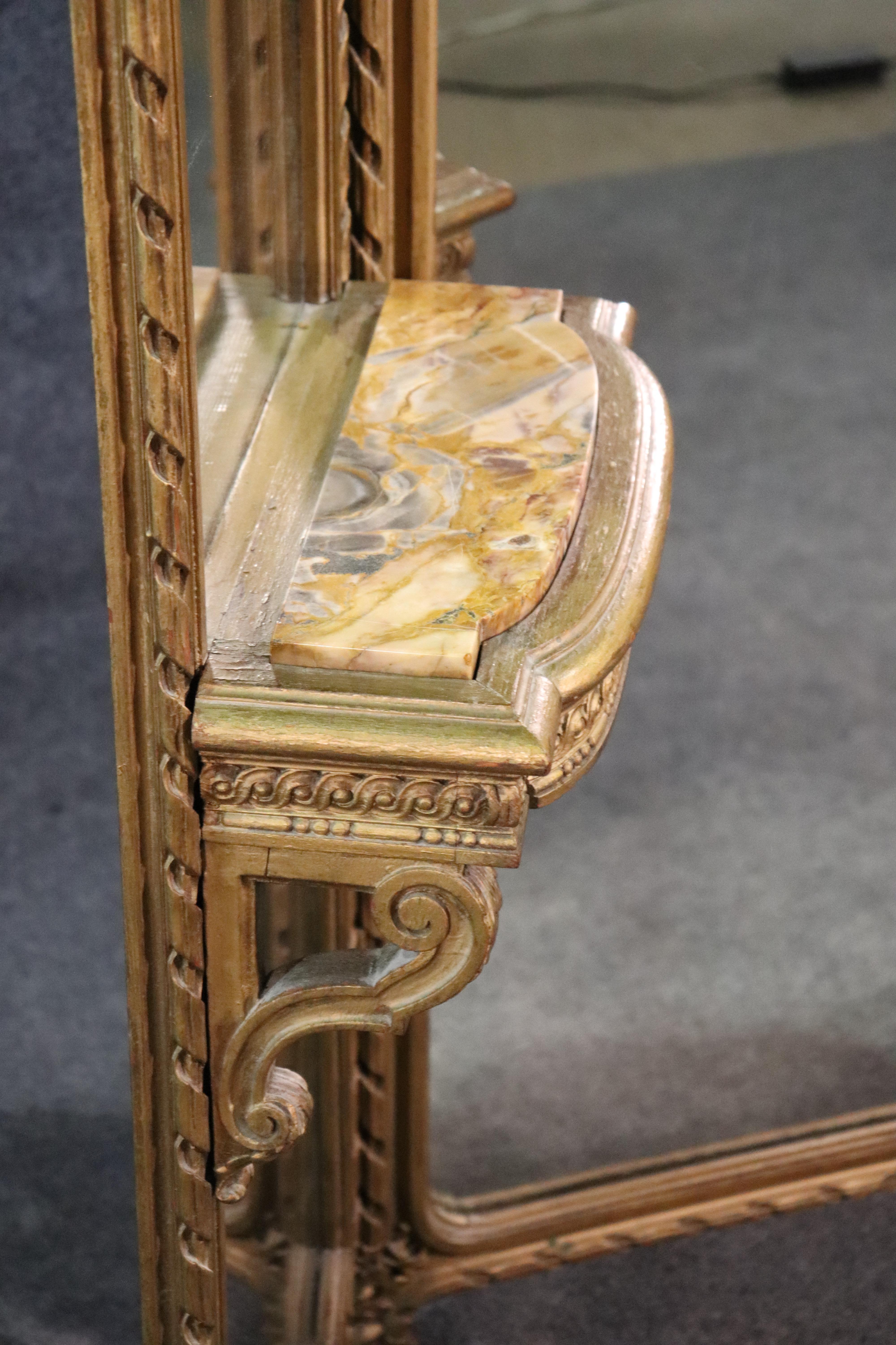 1920s Era Carved Folding Gilded French Louis XV Marble-Top Ladies Vanity 2