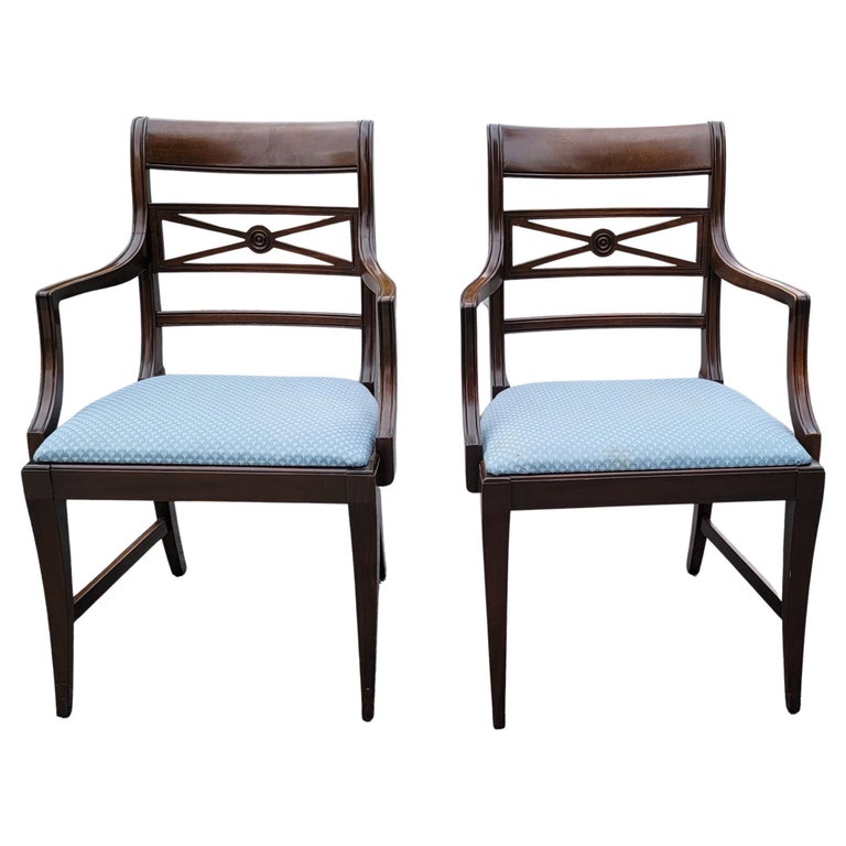 1920s Estey Manufacturing Magogany Upholstered Arm Chairs For Sale at