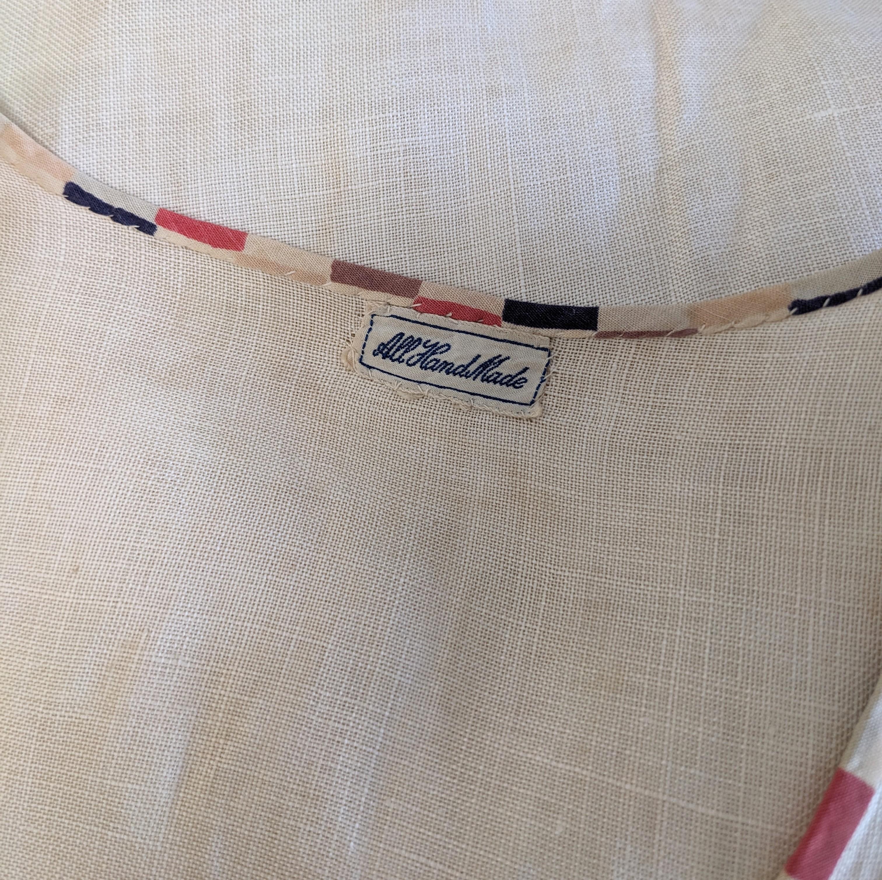 Robe de jour Art Déco en lin européen des années 1920 en vente 4