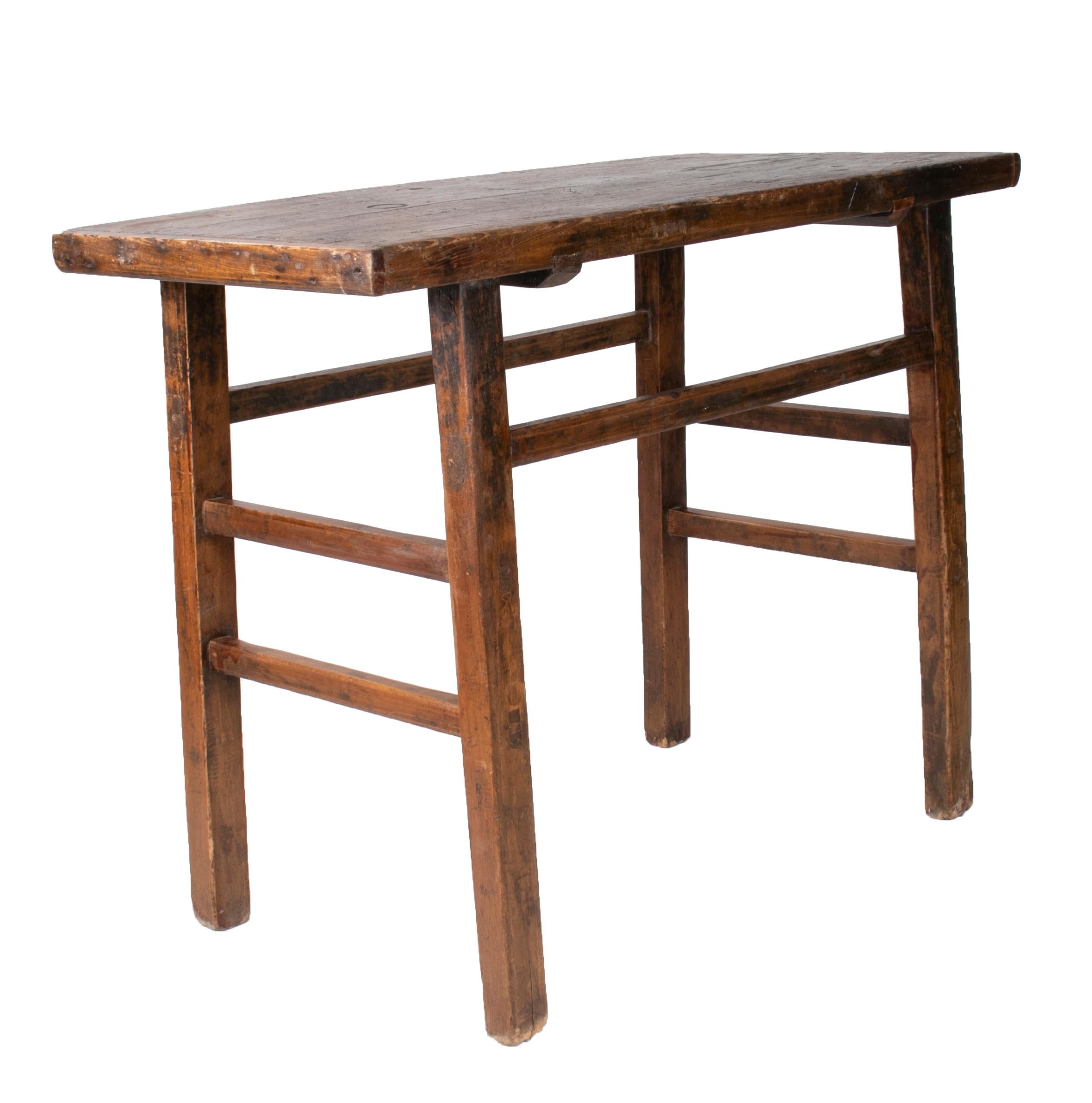 20th Century 1920s European Natural Wood Finish Console Table