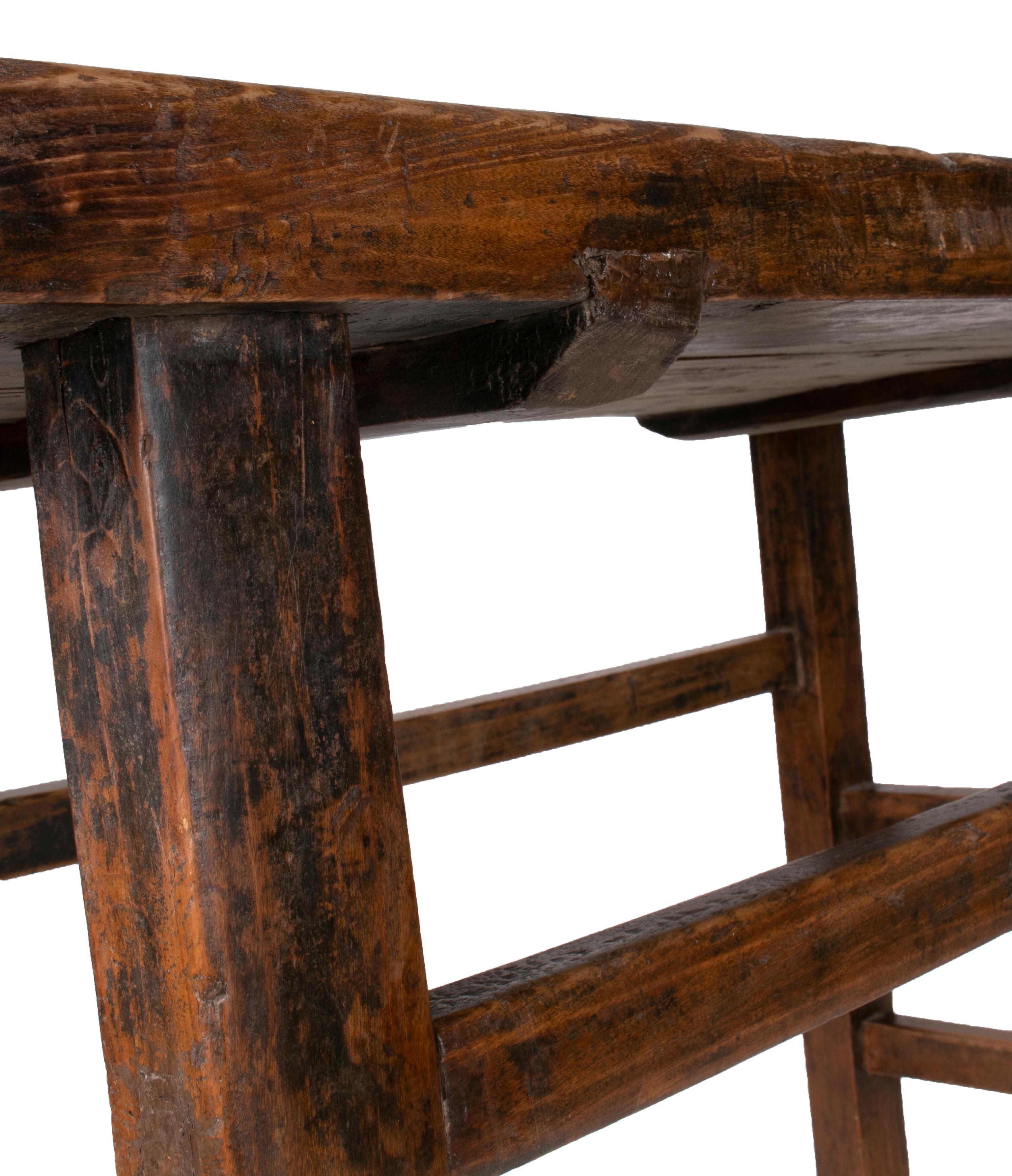 1920s European Natural Wood Finish Console Table 2
