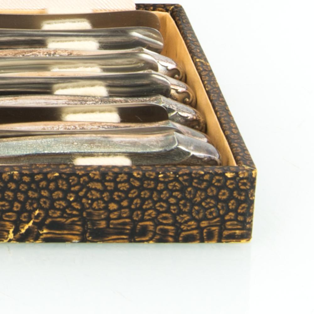 Art Deco 1920s European Silver-Plated Knives in a Box, Set of Twelve