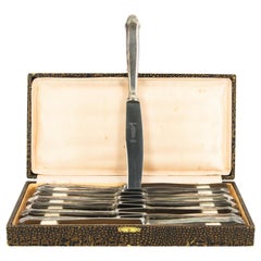 1920s European Silver-Plated Knives in a Box, Set of Twelve