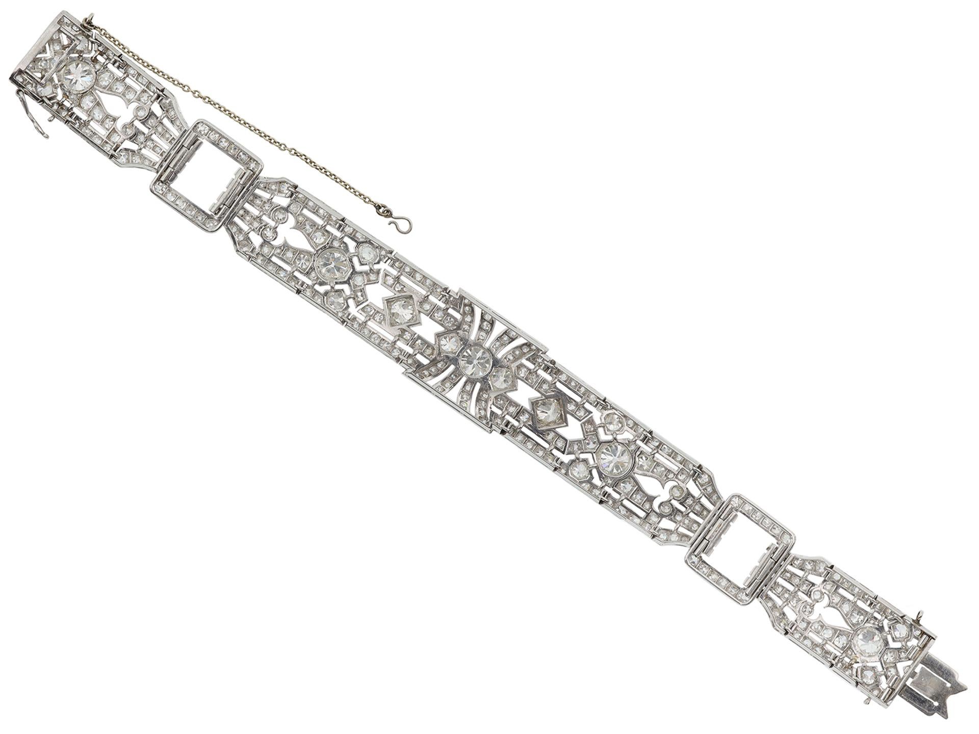 Old European Cut 1920s Exceptional Diamond Platinum Bracelet For Sale