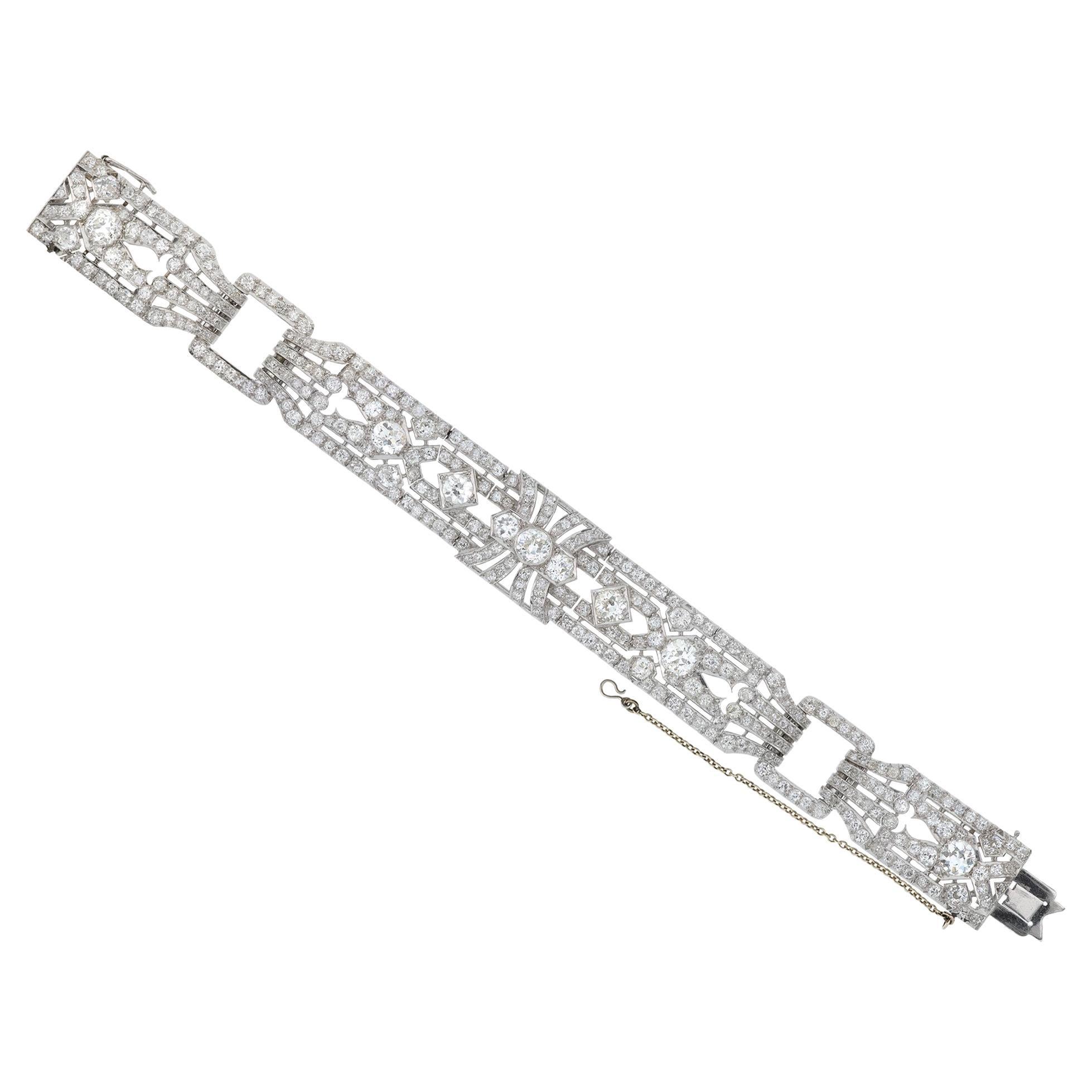 1920s Exceptional Diamond Platinum Bracelet For Sale