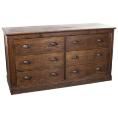 1920s Exceptional Large French Oak Bank of Drawers, Chest of Drawers