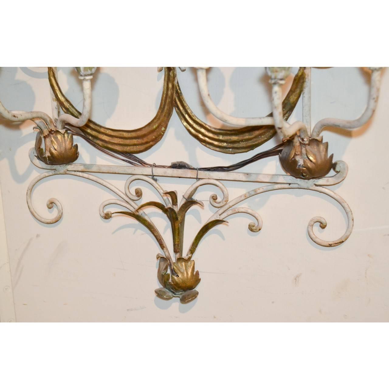 French 1920s Exceptional Parisian Metal Candelabra Sconce
