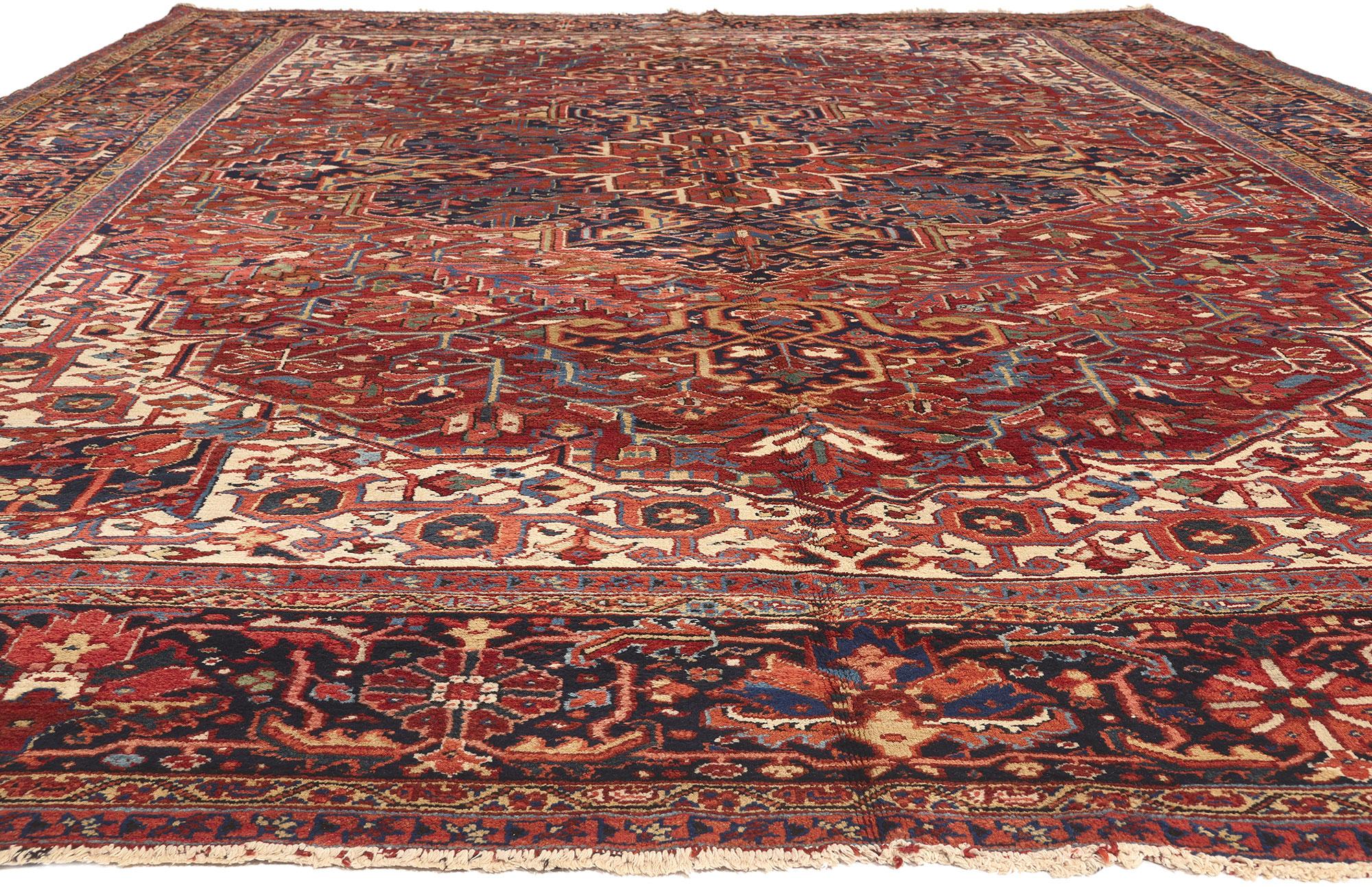 Heriz Serapi 1920s Extra-Large Antique Red Persian Rug Heriz Carpet  For Sale