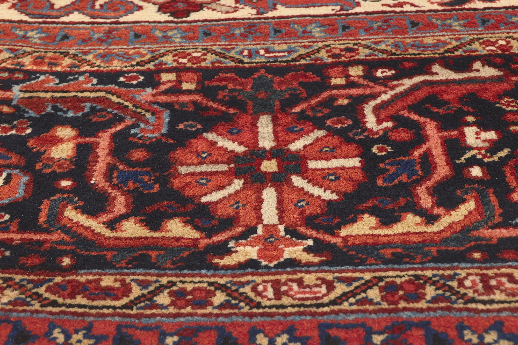 1920s Extra-Large Antique Red Persian Rug Heriz Carpet  In Good Condition For Sale In Dallas, TX