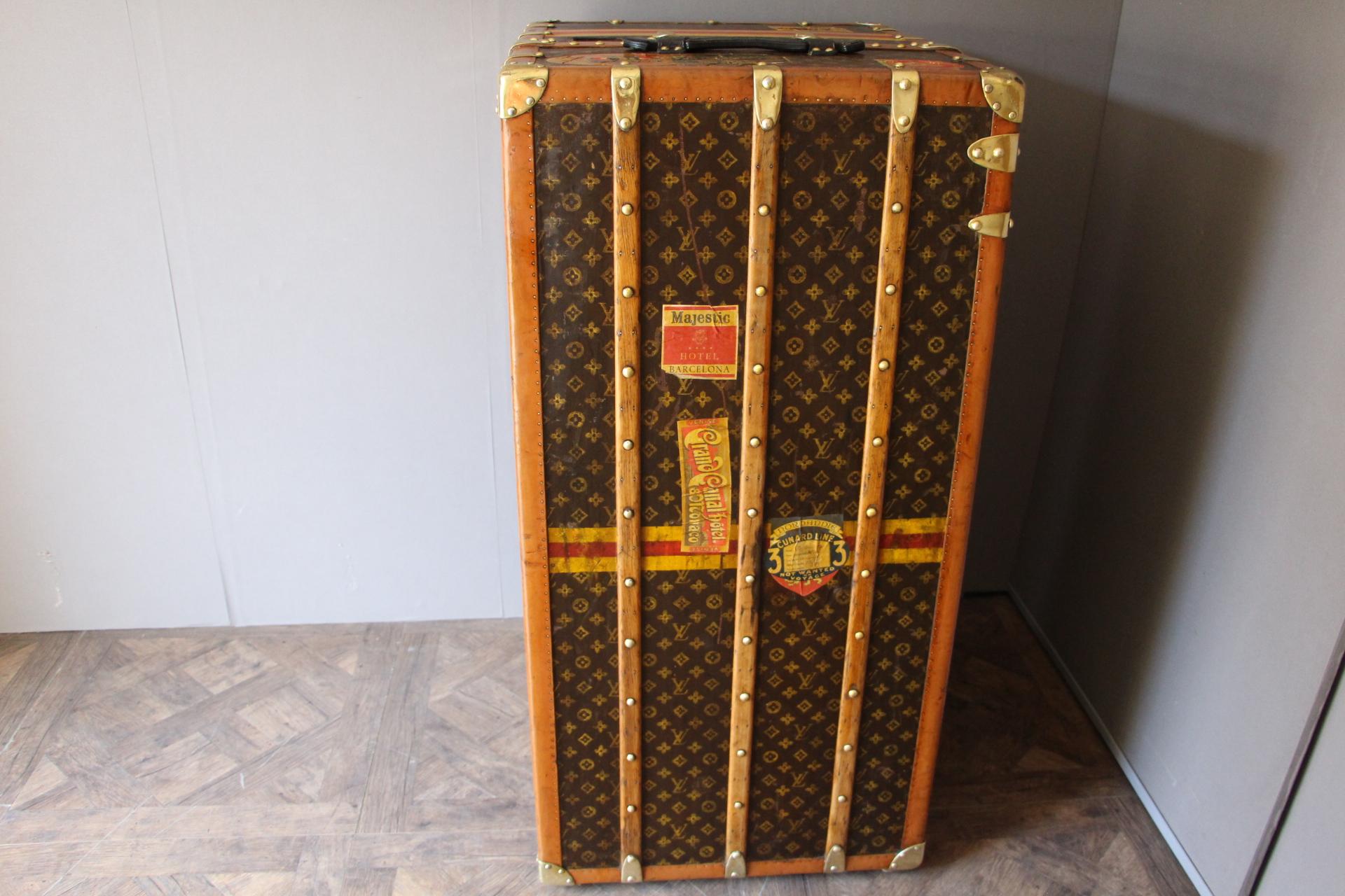 French 1920s Extra Large Louis Vuitton Wardrobe Trunk, Louis Vuitton Steamer Trunk