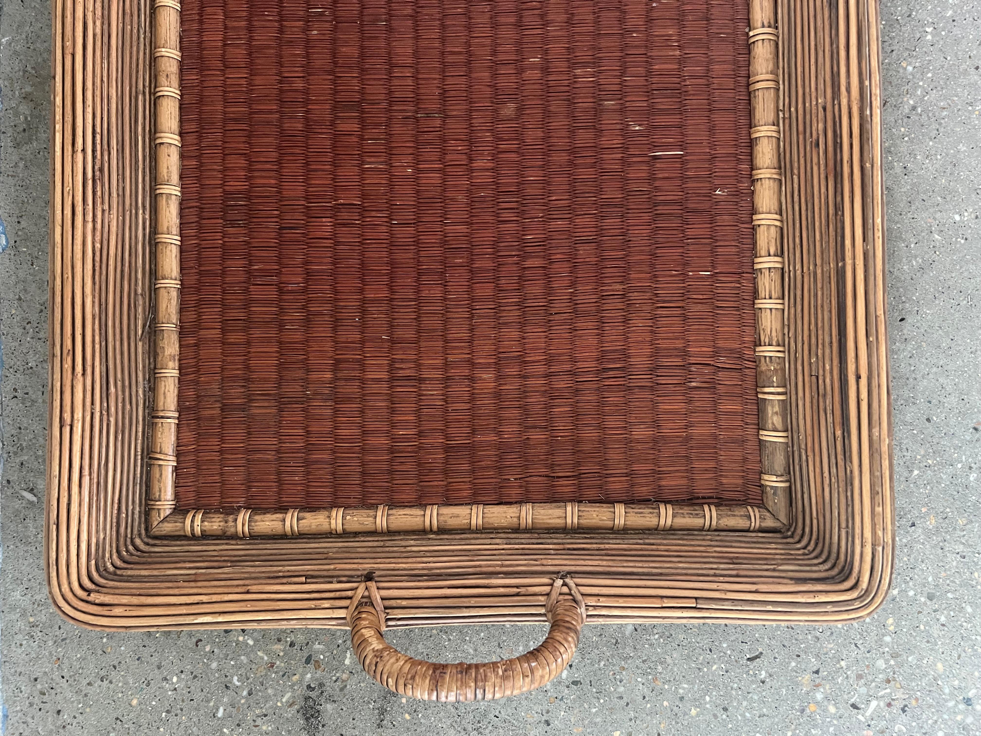 Dyed 1920s Extra Long Japanese Bamboo Tray For Sale