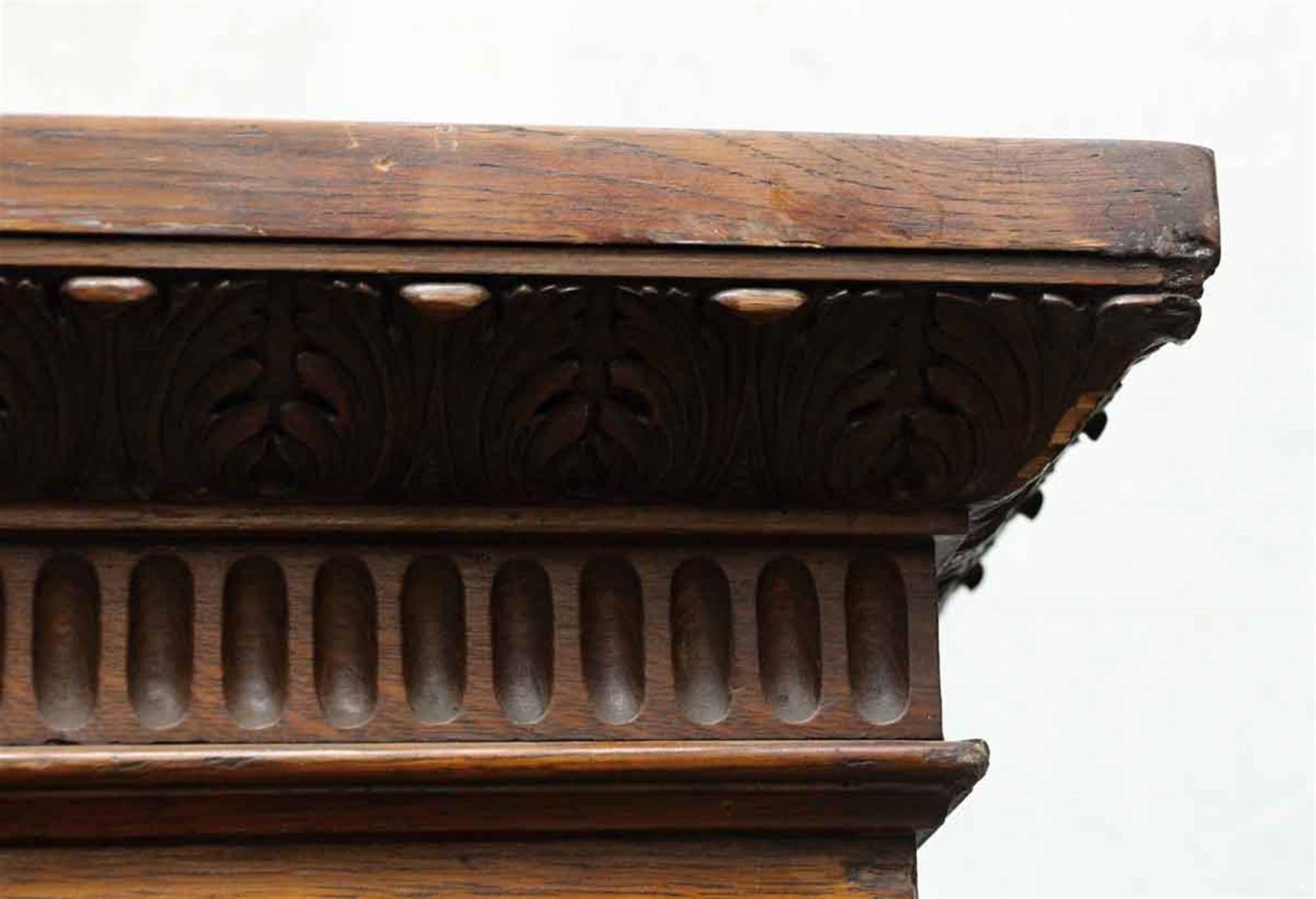 Early 20th Century 1920s Extra Wide Carved Oak Mantel with Hand-Carved Details