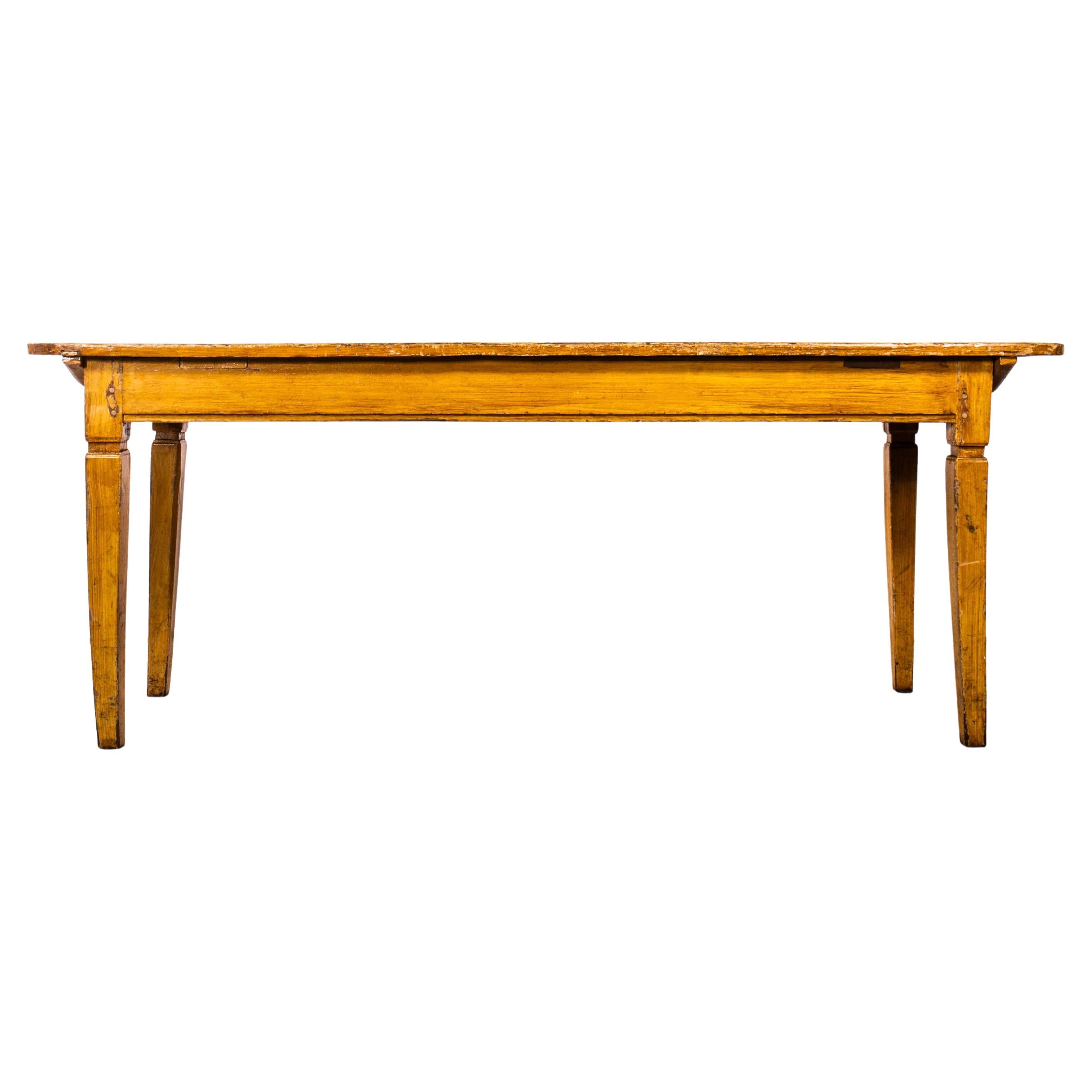 1920er Faux Wood Rectangular Angular French Dining Table