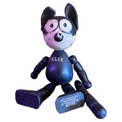 Antique 1920’s Felix The Cat Wooden and Leather Toy