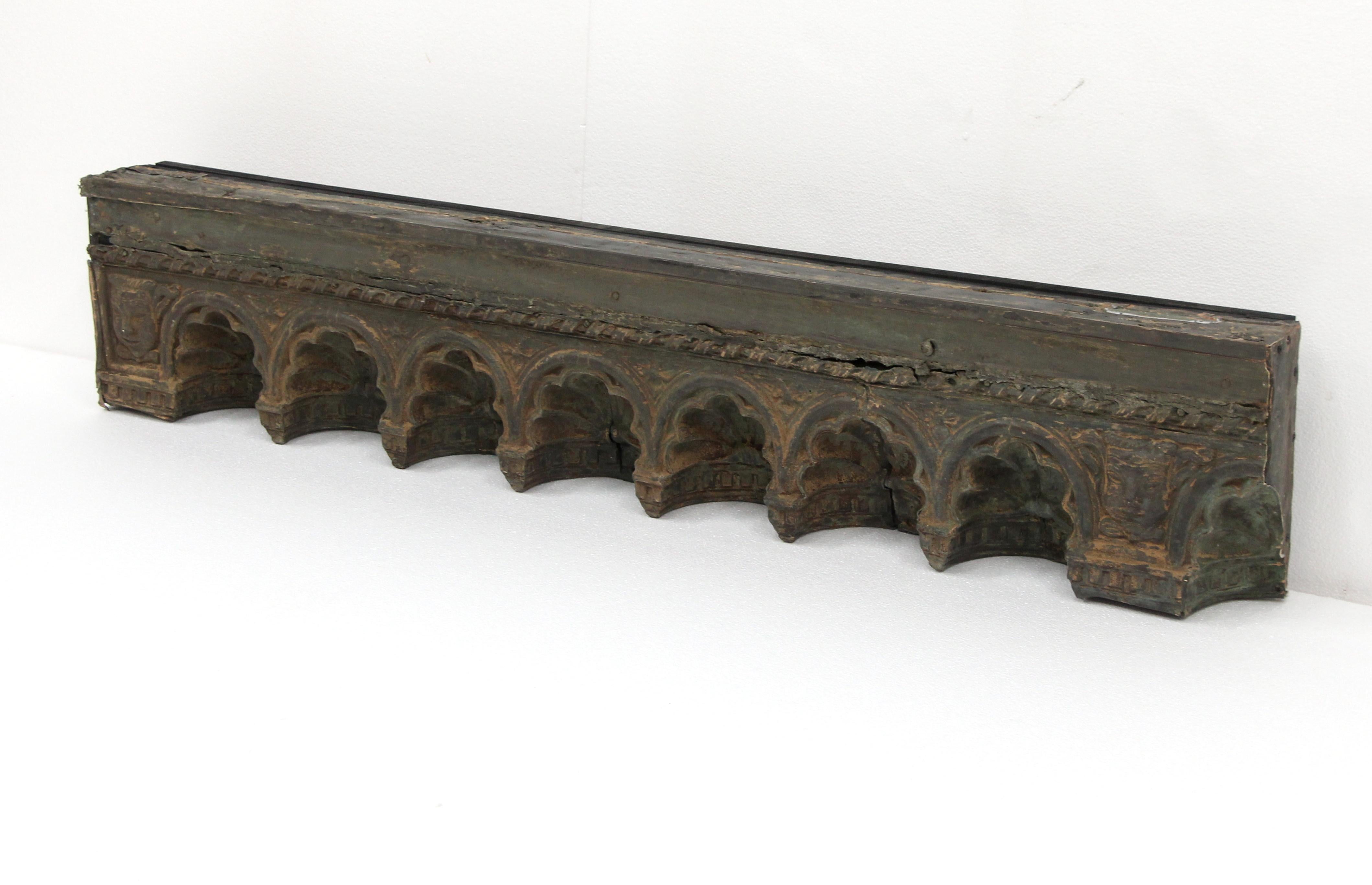 Reclaimed section of roof cornice from the 1921 Crown Building on West 57th Street in New York City now made into a wall hanging or shelf. The Crown Building was designed by Warren and Wetmore who also designed the Helmsley Building and Grand