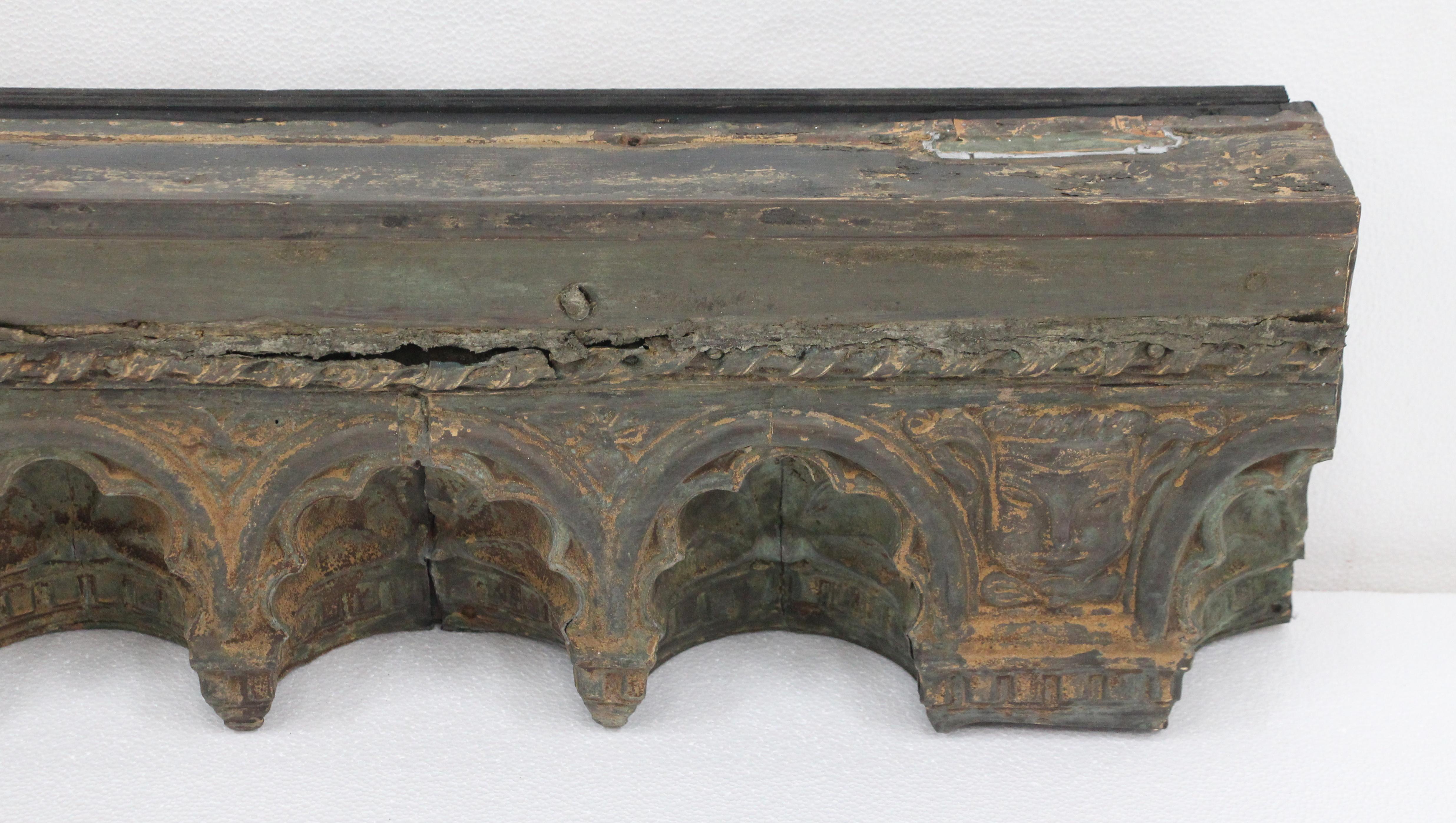 Industrial 1920s Figural Muntz Cornice Shelf from Crown Building of Billionaires Row NYC