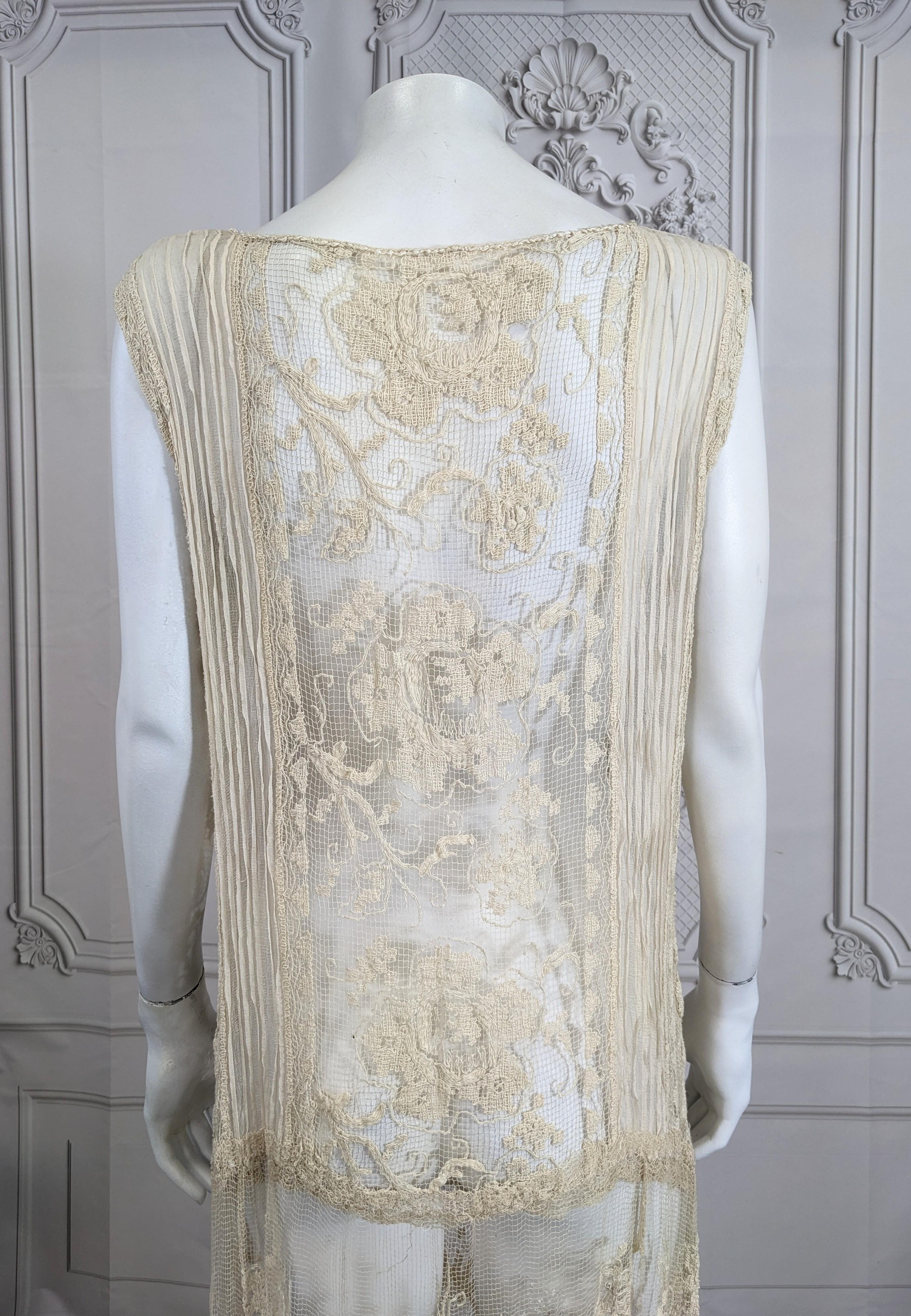 1920's Filet Lace and Chiffon Dress For Sale 5