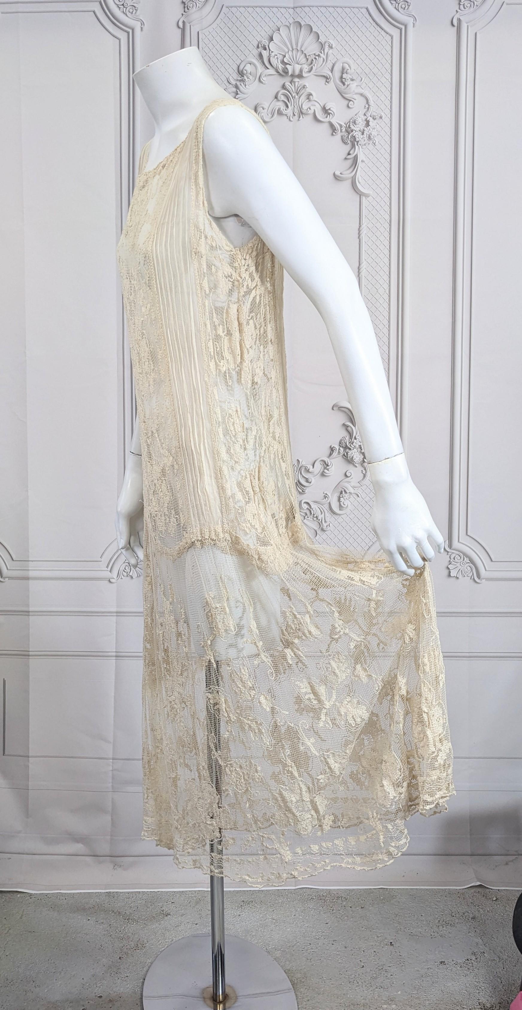 1920's Filet Lace and Chiffon Dress For Sale 1