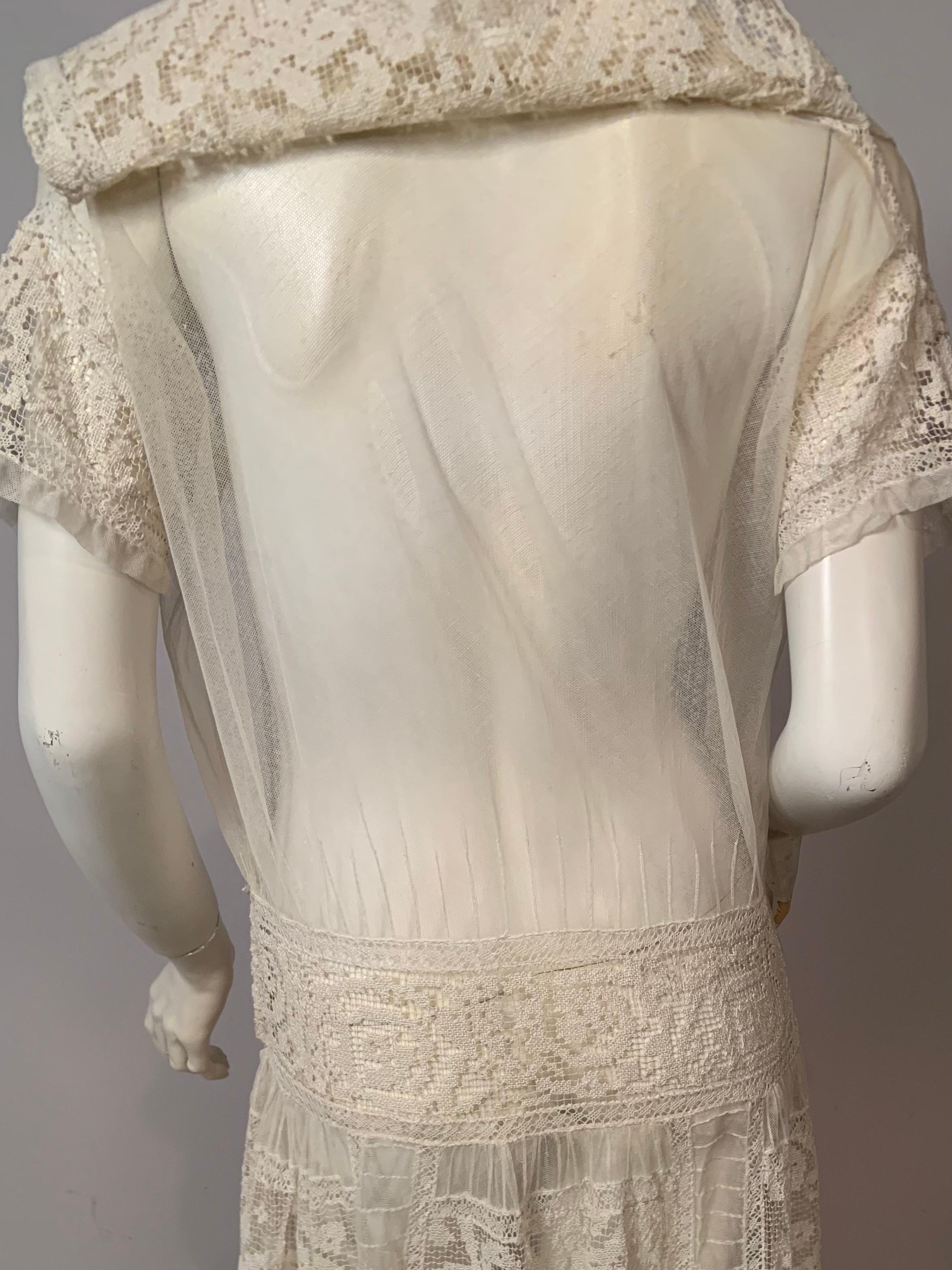 1920's Filet Lace Dress  Made in France For Sale 5