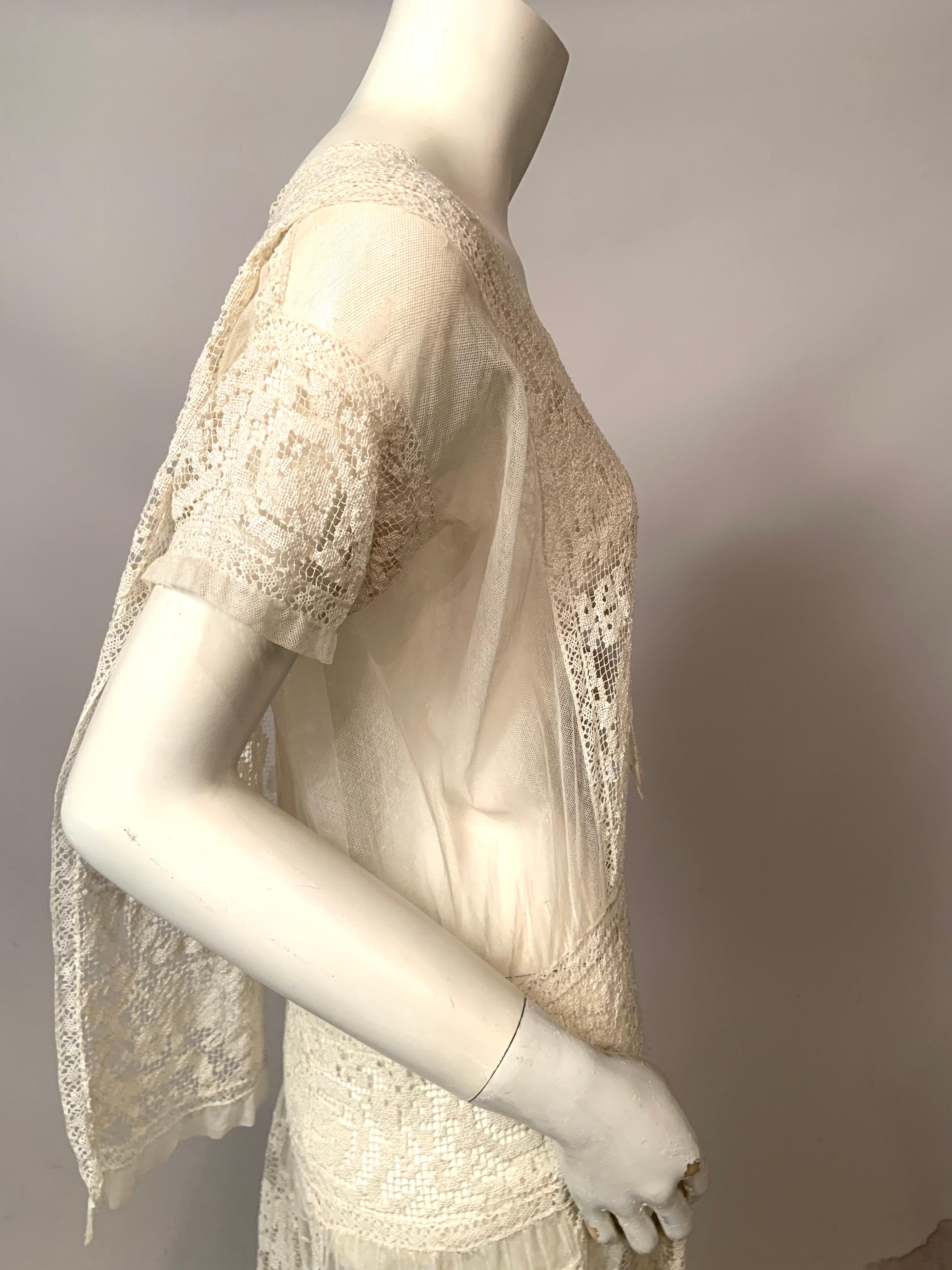 1920's Filet Lace Dress  Made in France For Sale 7