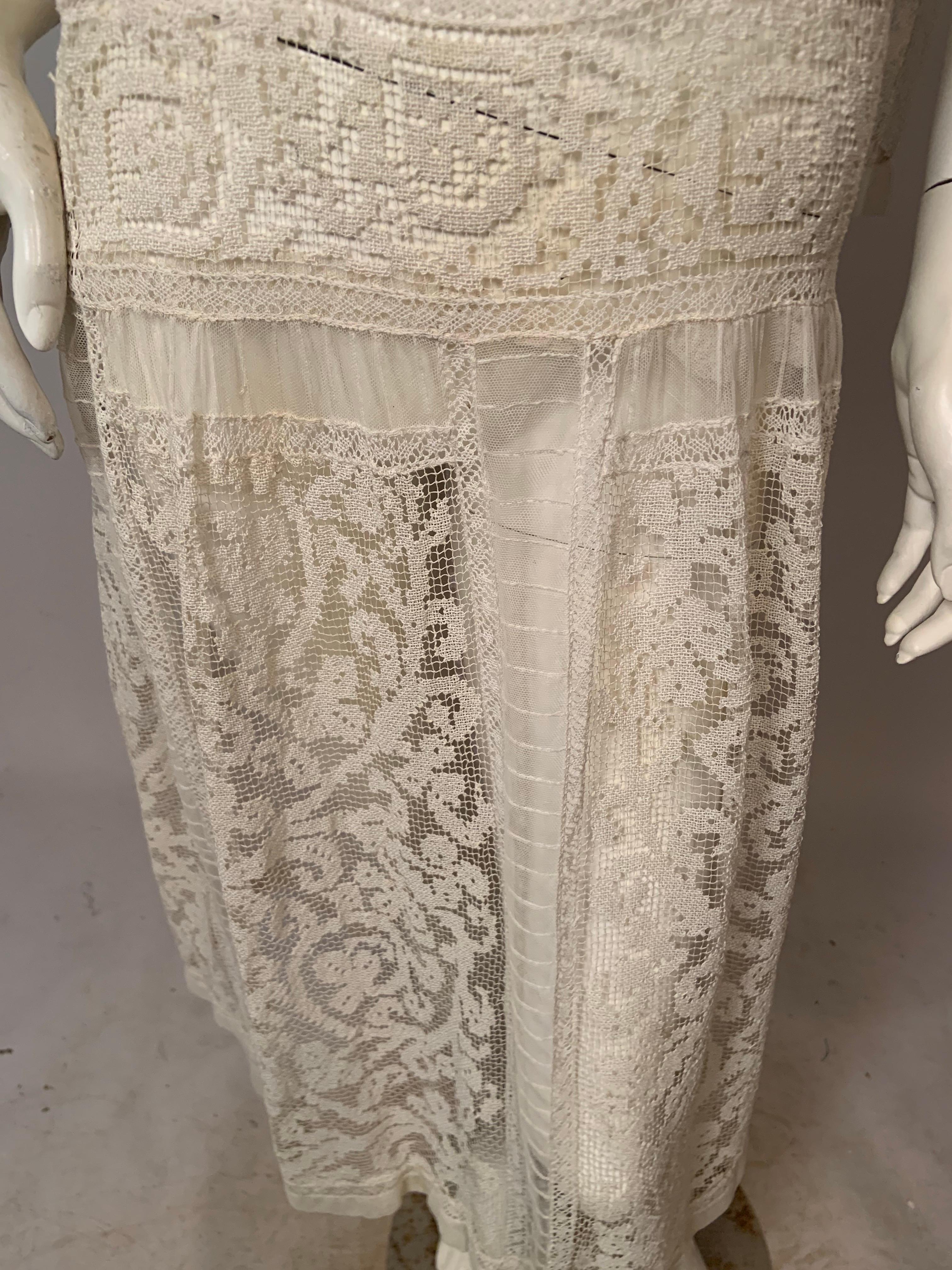 1920's Filet Lace Dress  Made in France In Excellent Condition For Sale In New Hope, PA