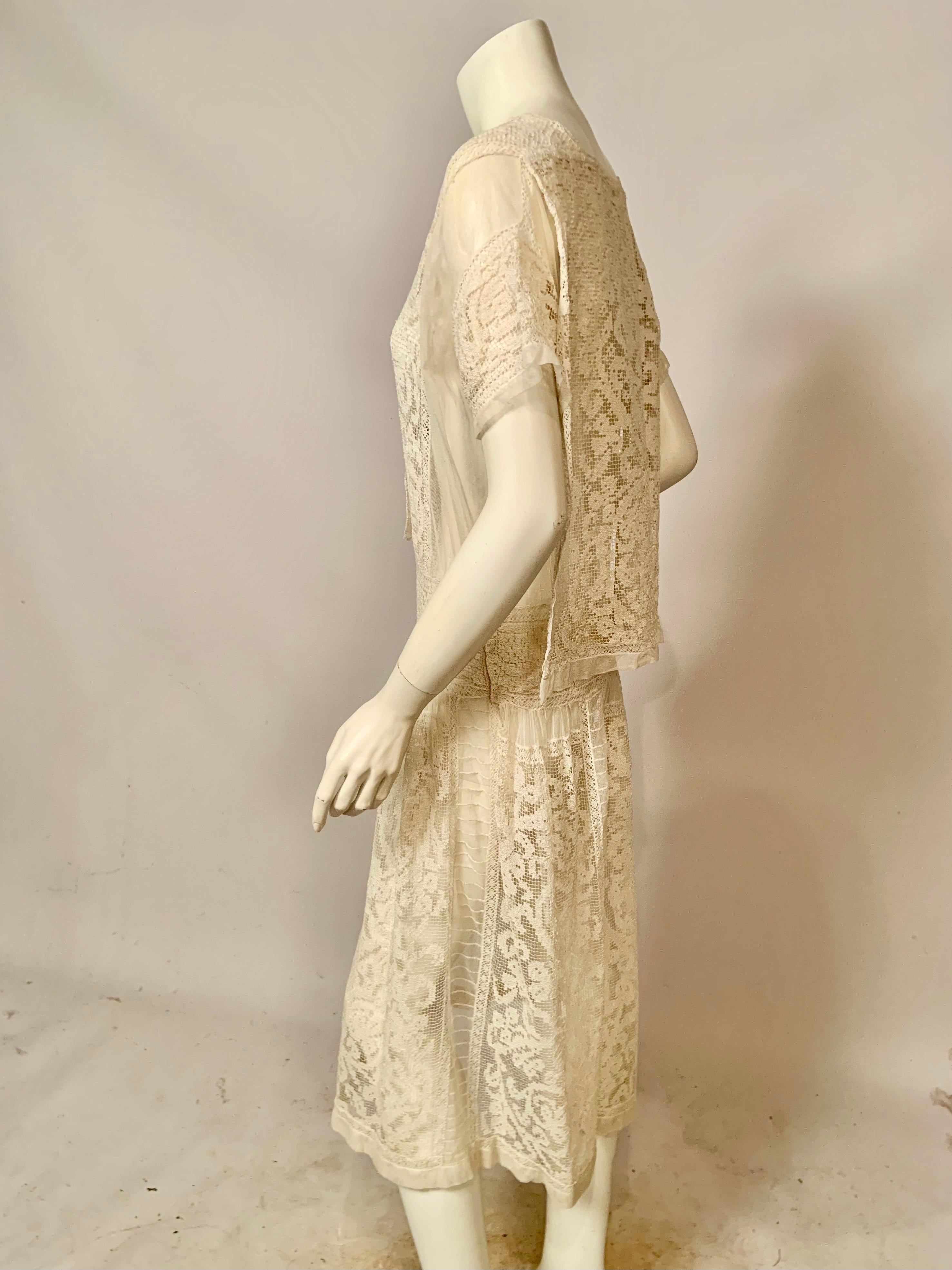 1920's Filet Lace Dress  Made in France For Sale 1