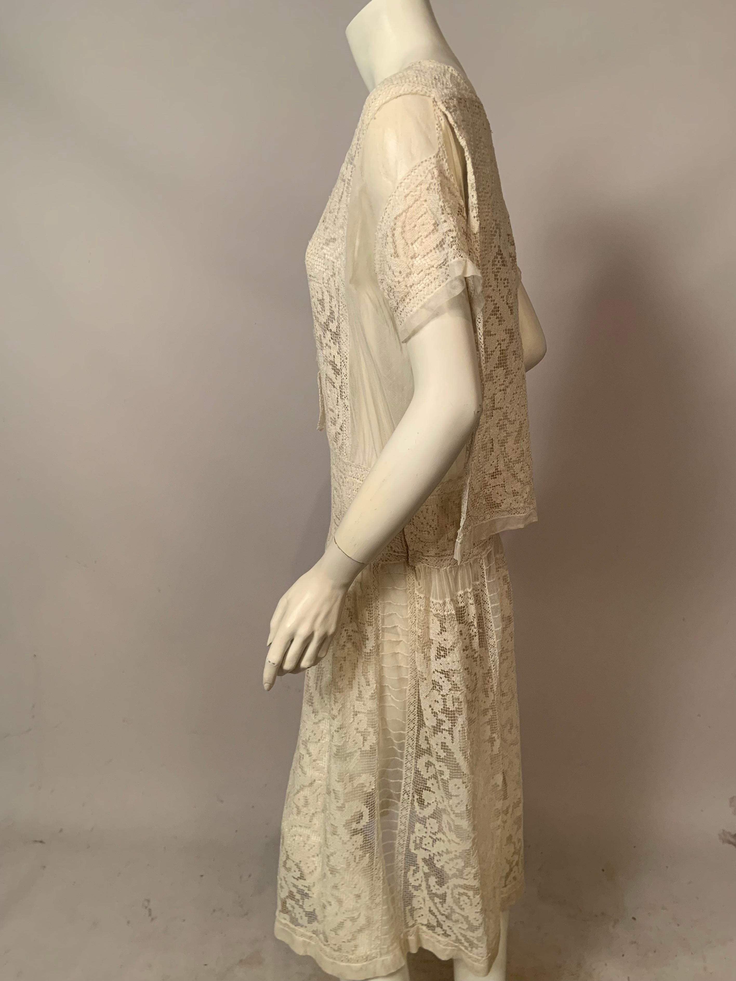 1920's Filet Lace Dress  Made in France For Sale 2