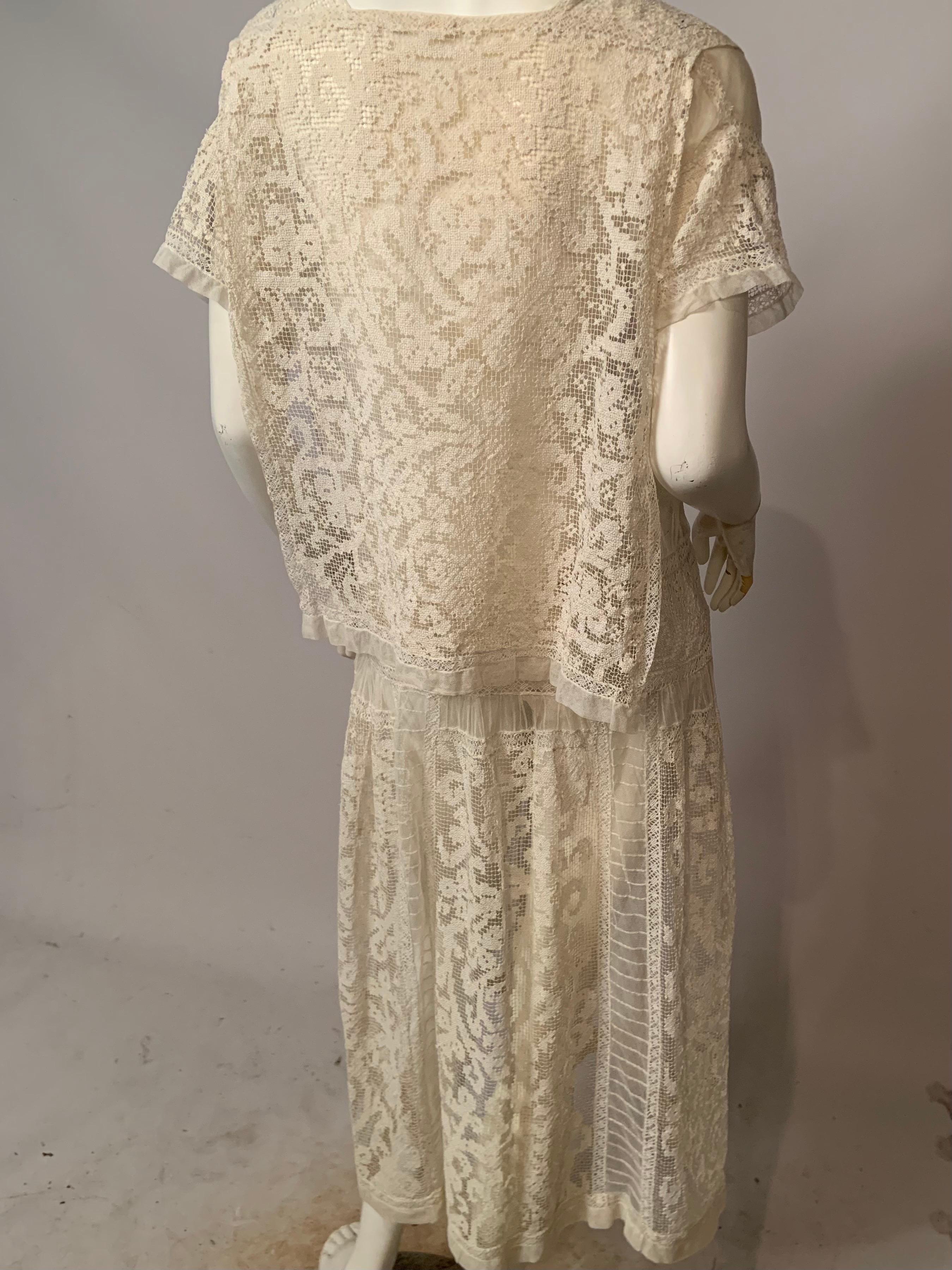 1920's Filet Lace Dress  Made in France For Sale 3