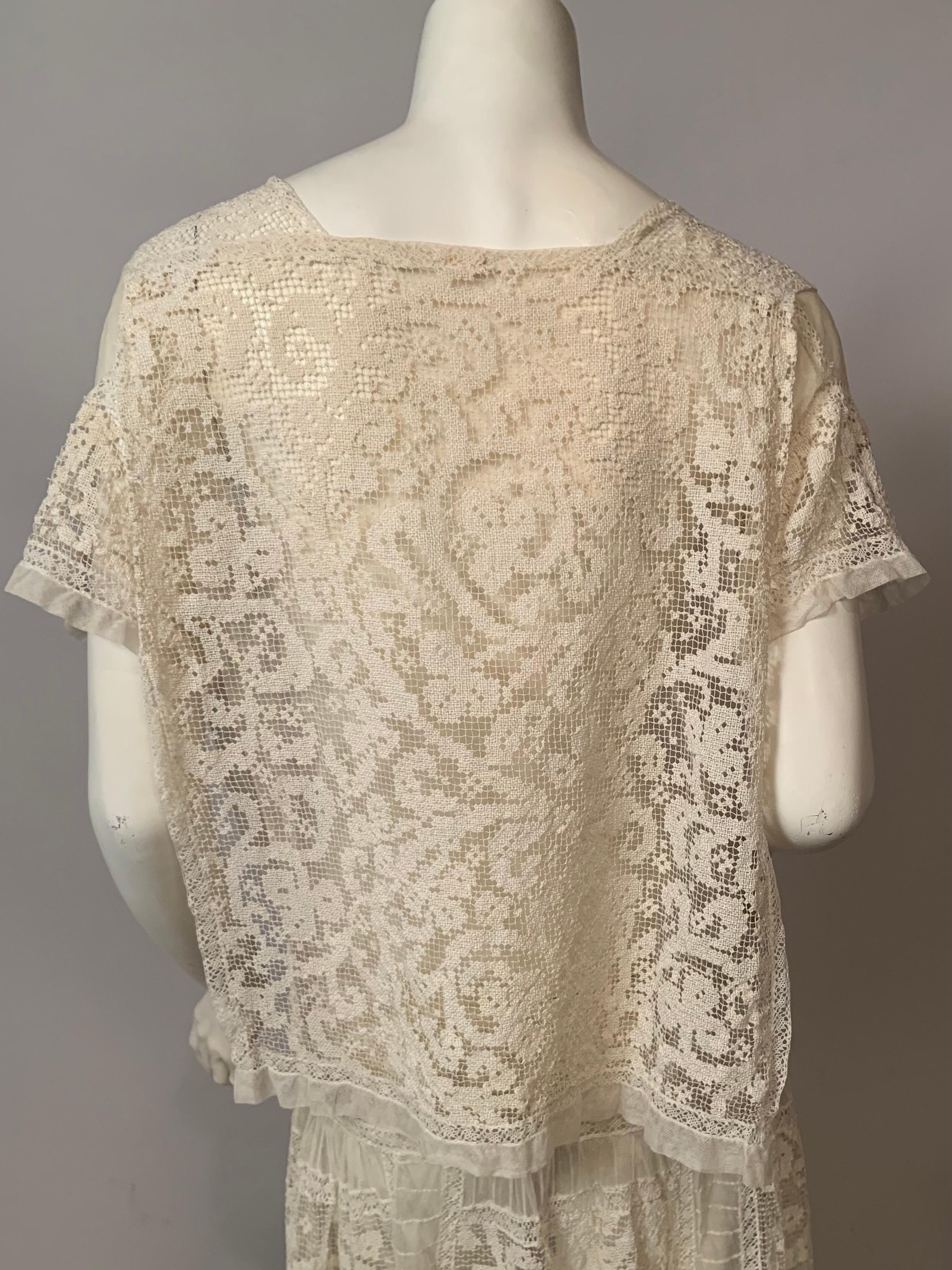 1920's Filet Lace Dress  Made in France For Sale 4