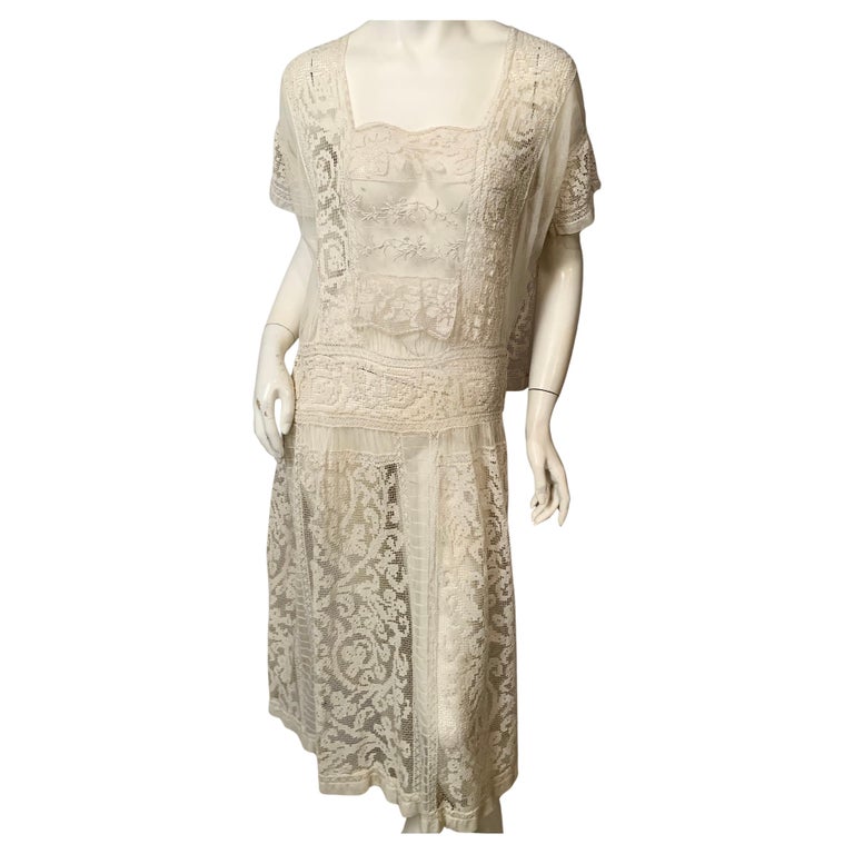 1920's Filet Lace Dress Made In France 1920's Filet Lace Dress Made In France