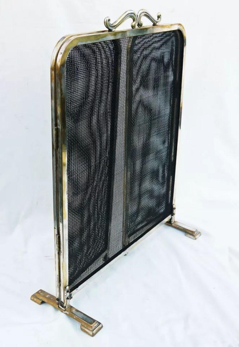 Plaqué Pare-étincelles de feu des années 1920 pliant x3 panneaux en vente