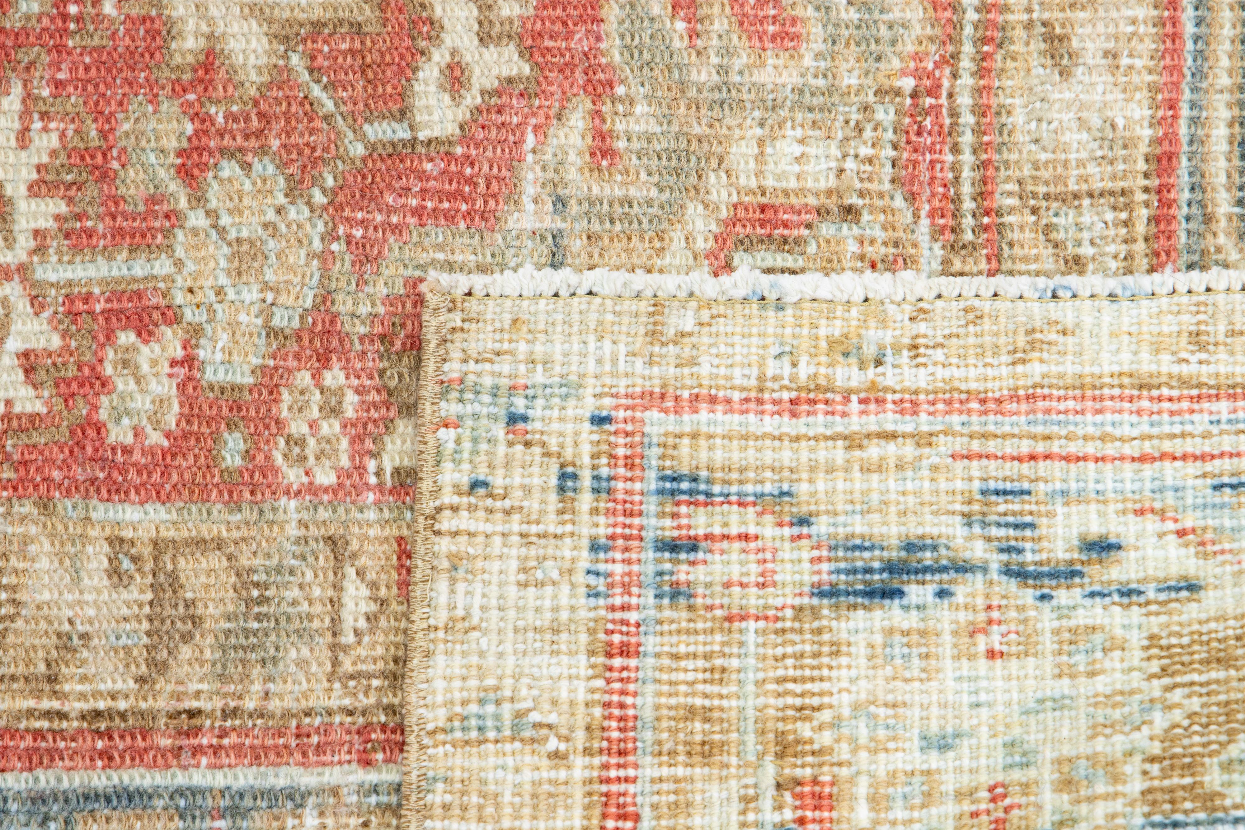 1920er Jahre Floral Antik Persisch Heriz Wolle Teppich mit einem Rust Farbe im Angebot 2