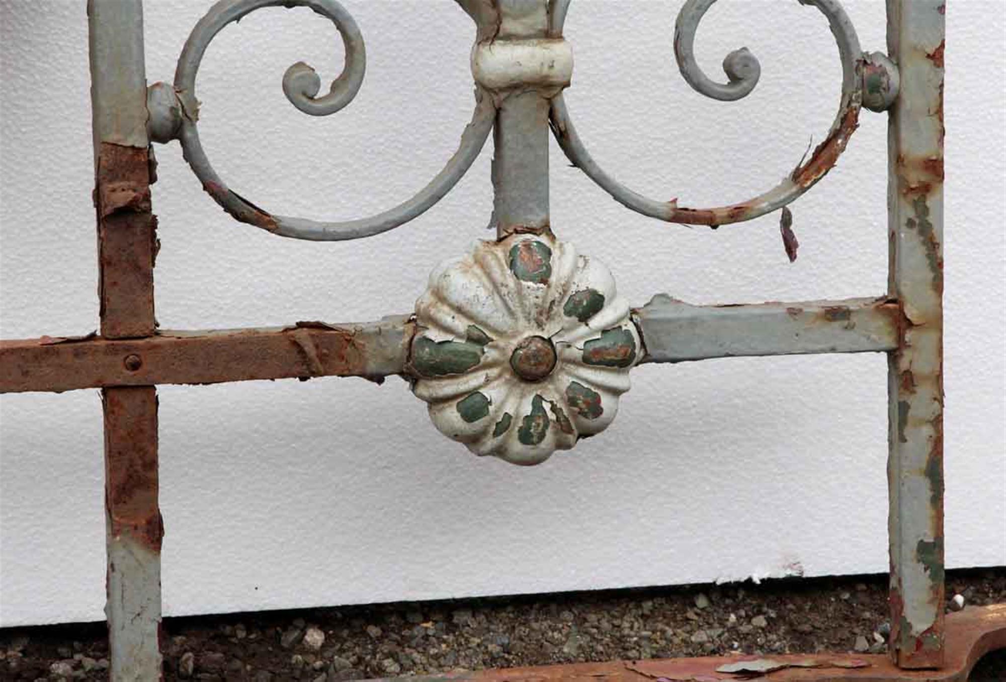 Argentine 1920s Floral Gray and White Wrought Iron Balcony