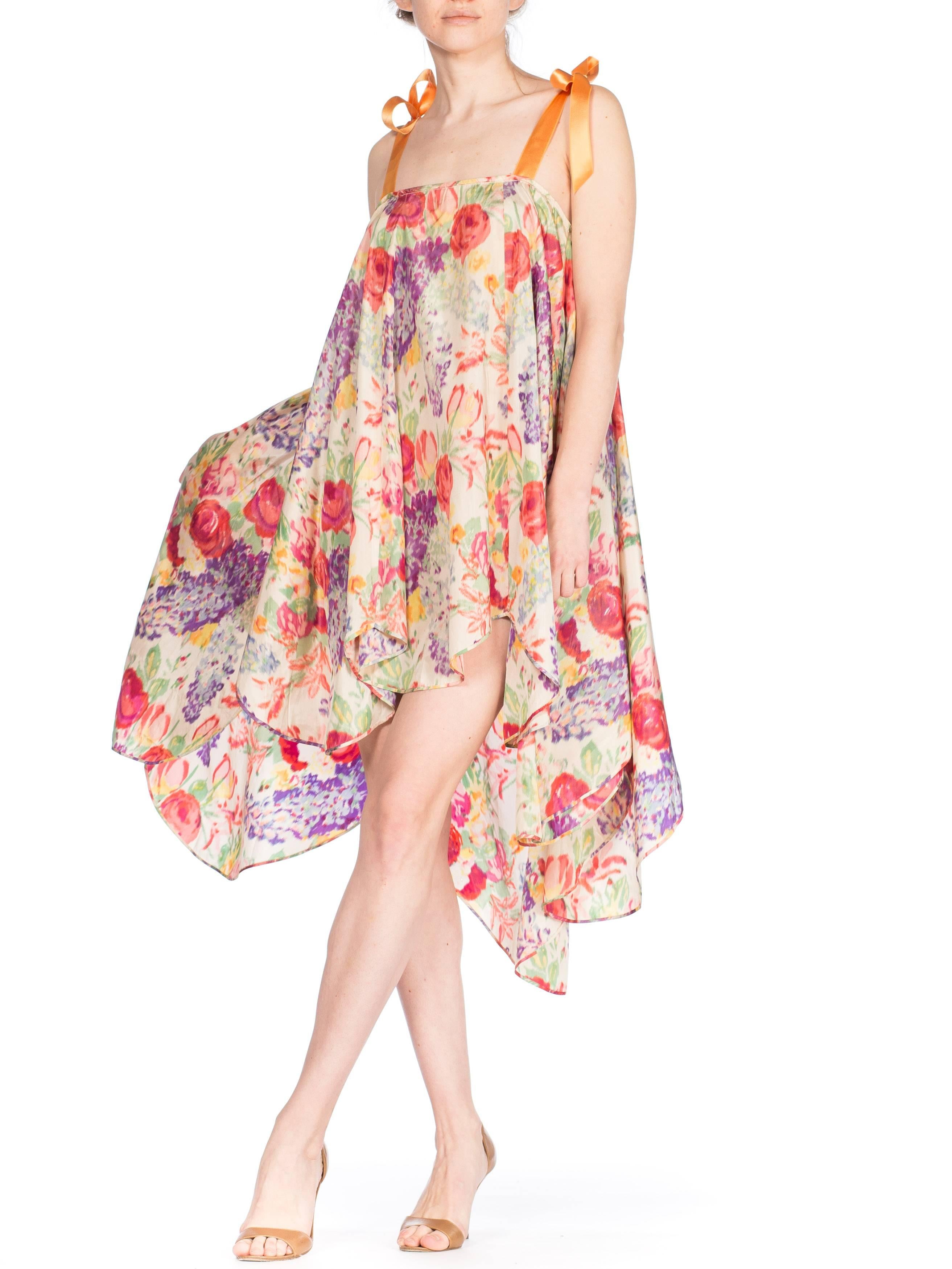 1920s Floral Ikat Balanciaga Style Hamptons Summer Party Dress 8